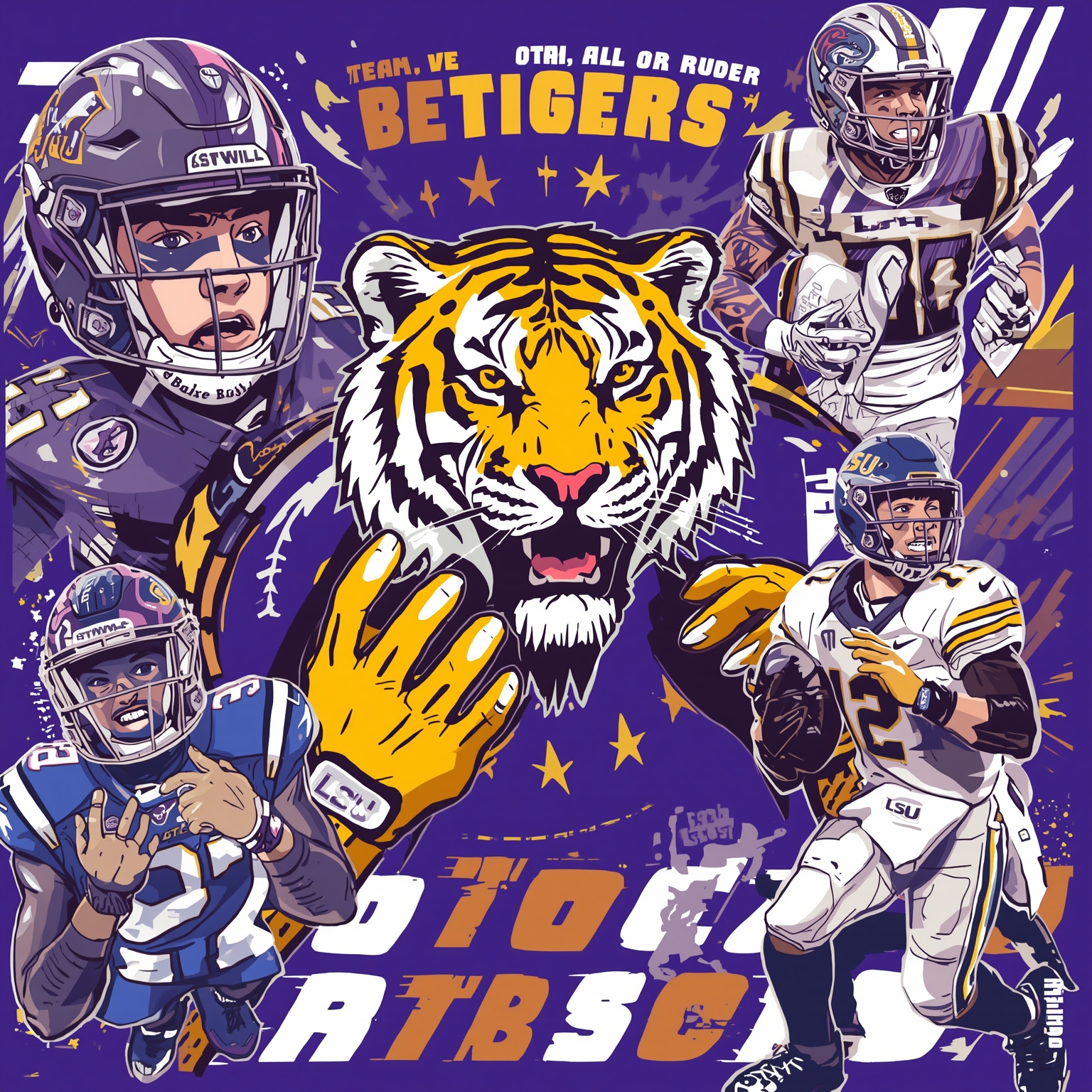 LSU Tigers Shake Up Rosters and Rivalries - painting of LSU Tigers football, basketball, baseball venue