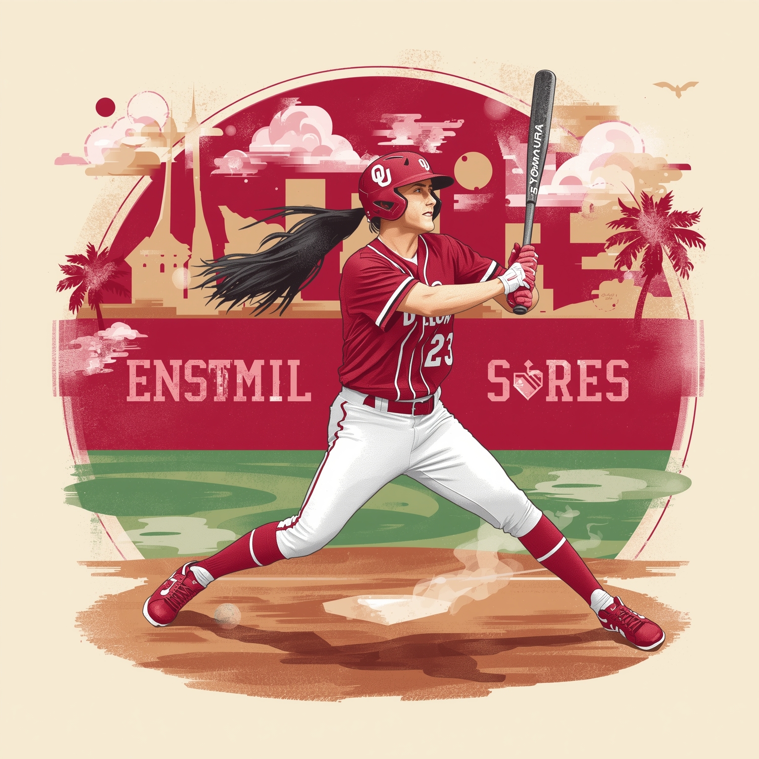 Sooners Spotlight: Softball Surge & Hield’s Homecoming - painting of Oklahoma Sooners softball, basketball venue