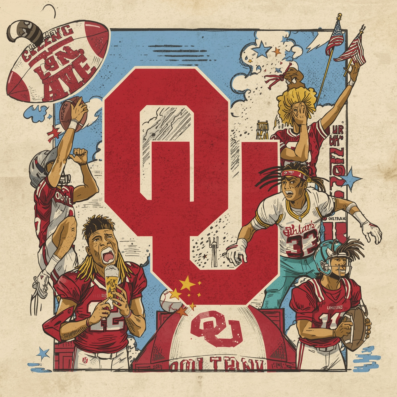 Sooner Buzz: Recruits, Softball Record, NFL Combine - painting of Oklahoma Sooners football,softball venue