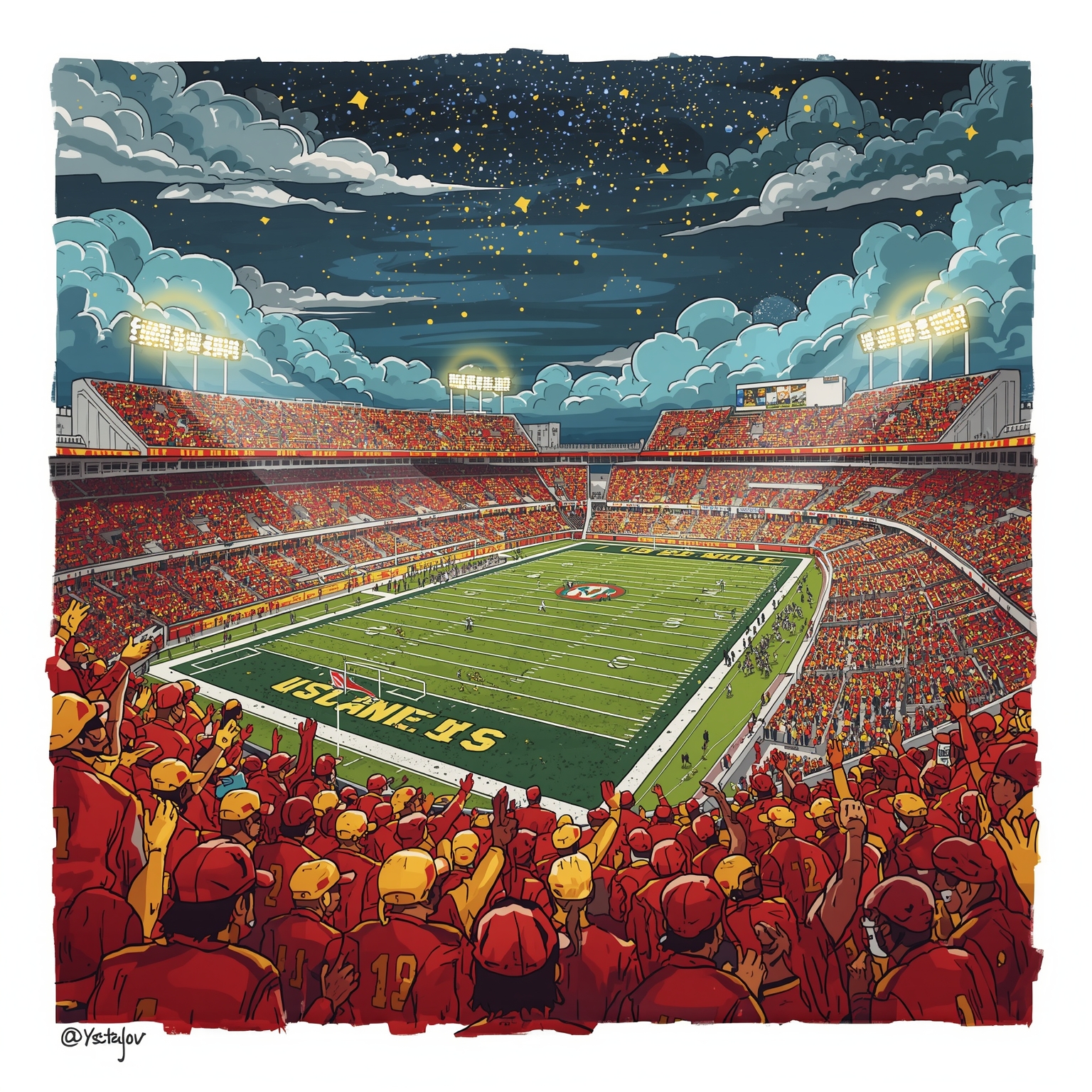 USC Football: Coaches’ Hot Takes & Draft Buzz - painting of USC Trojans football venue