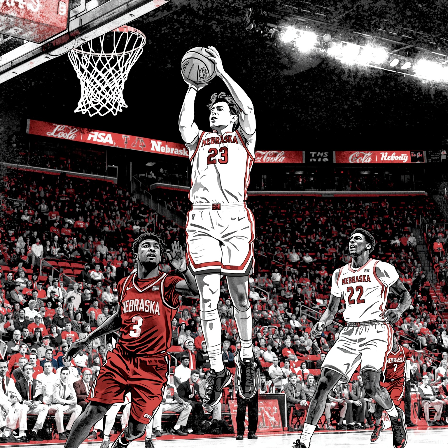 Husker Hoops Surge: Nebraska Climbs to 3-Seed - painting of Nebraska Cornhuskers basketball venue