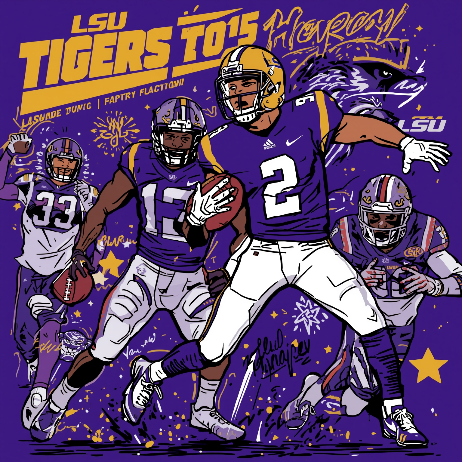 LSU Tigers Reload: QB Vault, DB Dash, Safety Showdown - painting of LSU Tigers football venue