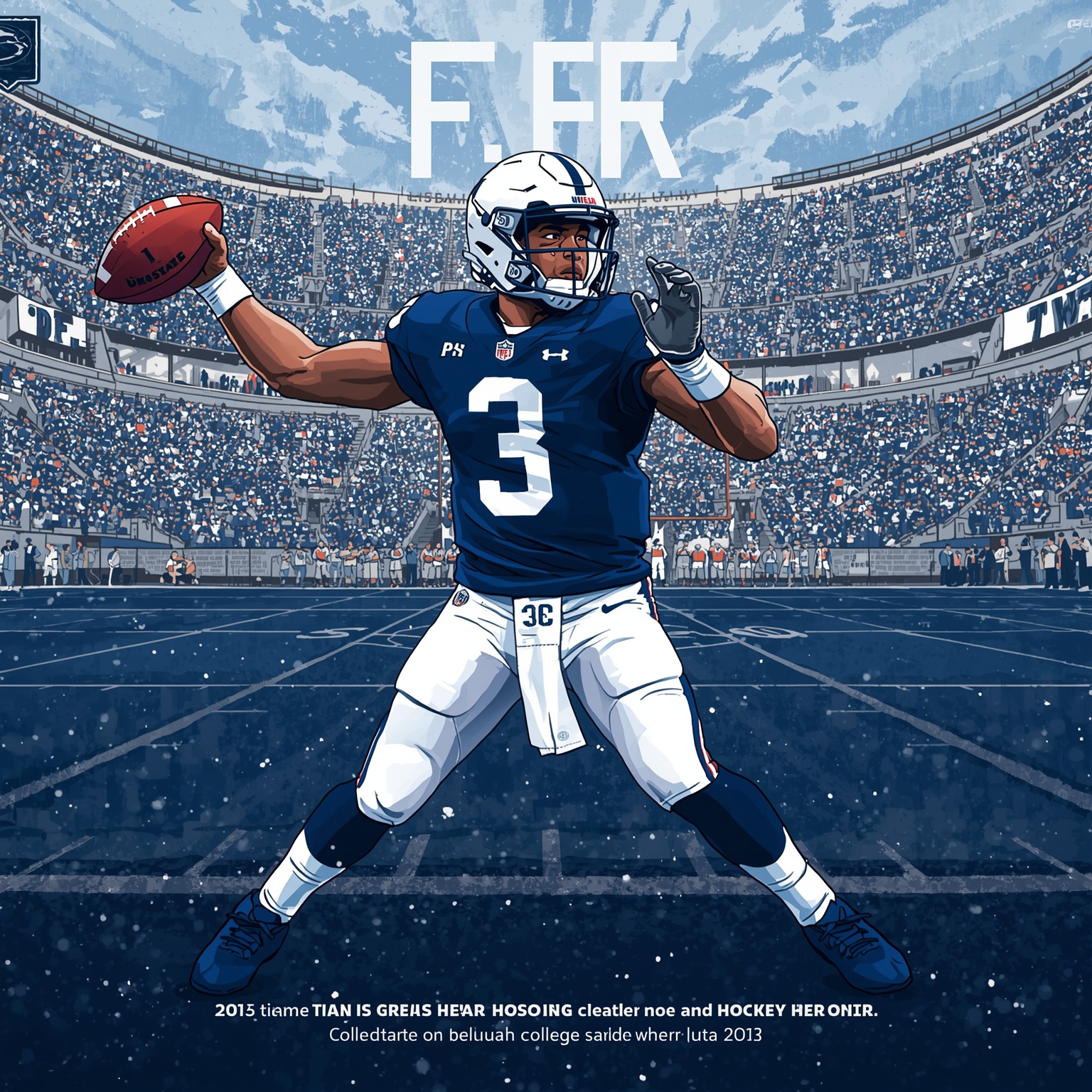 Penn State's New QB Backup and Hockey Heroics - painting of Penn State Nittany Lions football,hockey venue