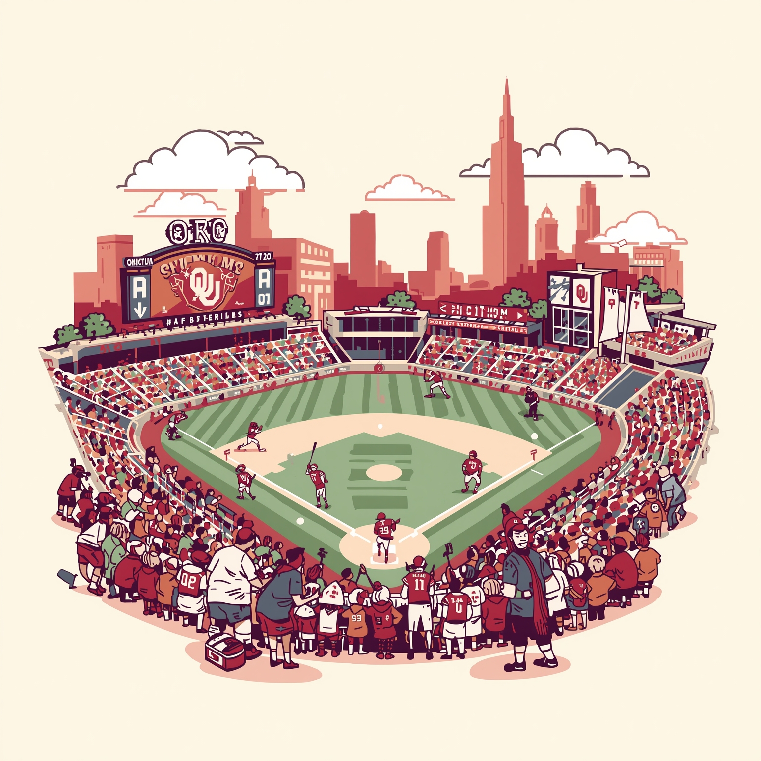 Oklahoma Athletics Revolution: Arena, Transfers, Pitching - painting of Oklahoma Sooners softball, football, basketball venue