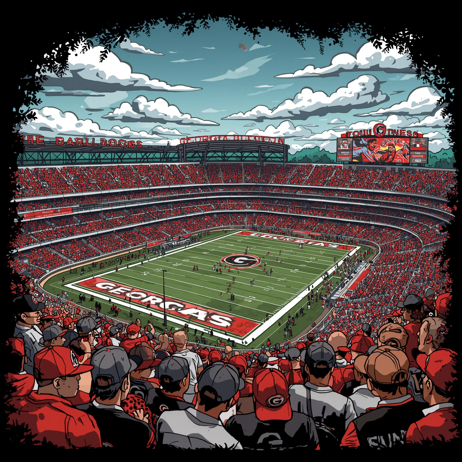 Georgia Bulldogs: NFL Combine Chatter and Baseball Heat - painting of Georgia Bulldogs football, baseball venue