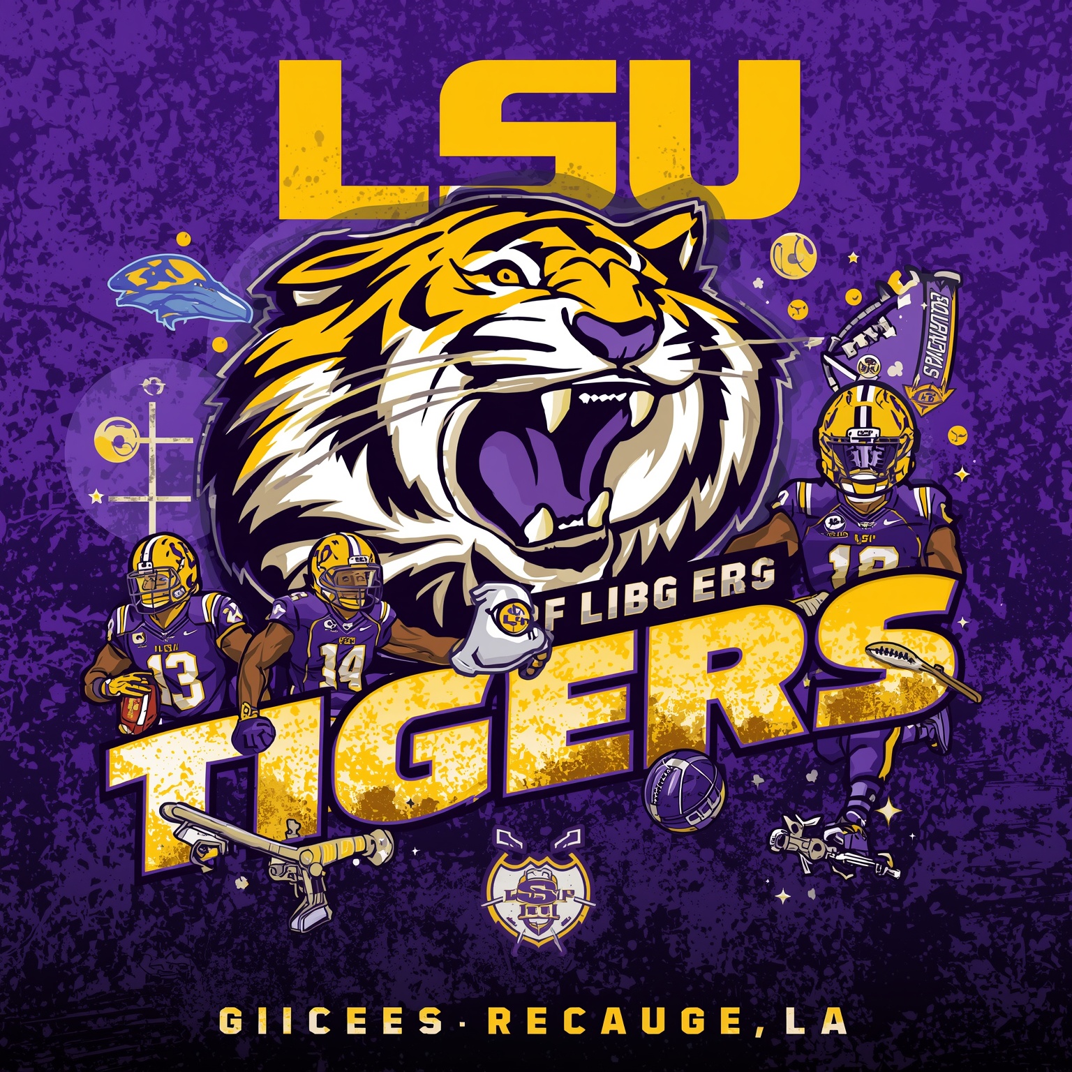 LSU Tigers' Rollercoaster: Upsets, Recruiting & Combine - painting of LSU Tigers football, baseball venue
