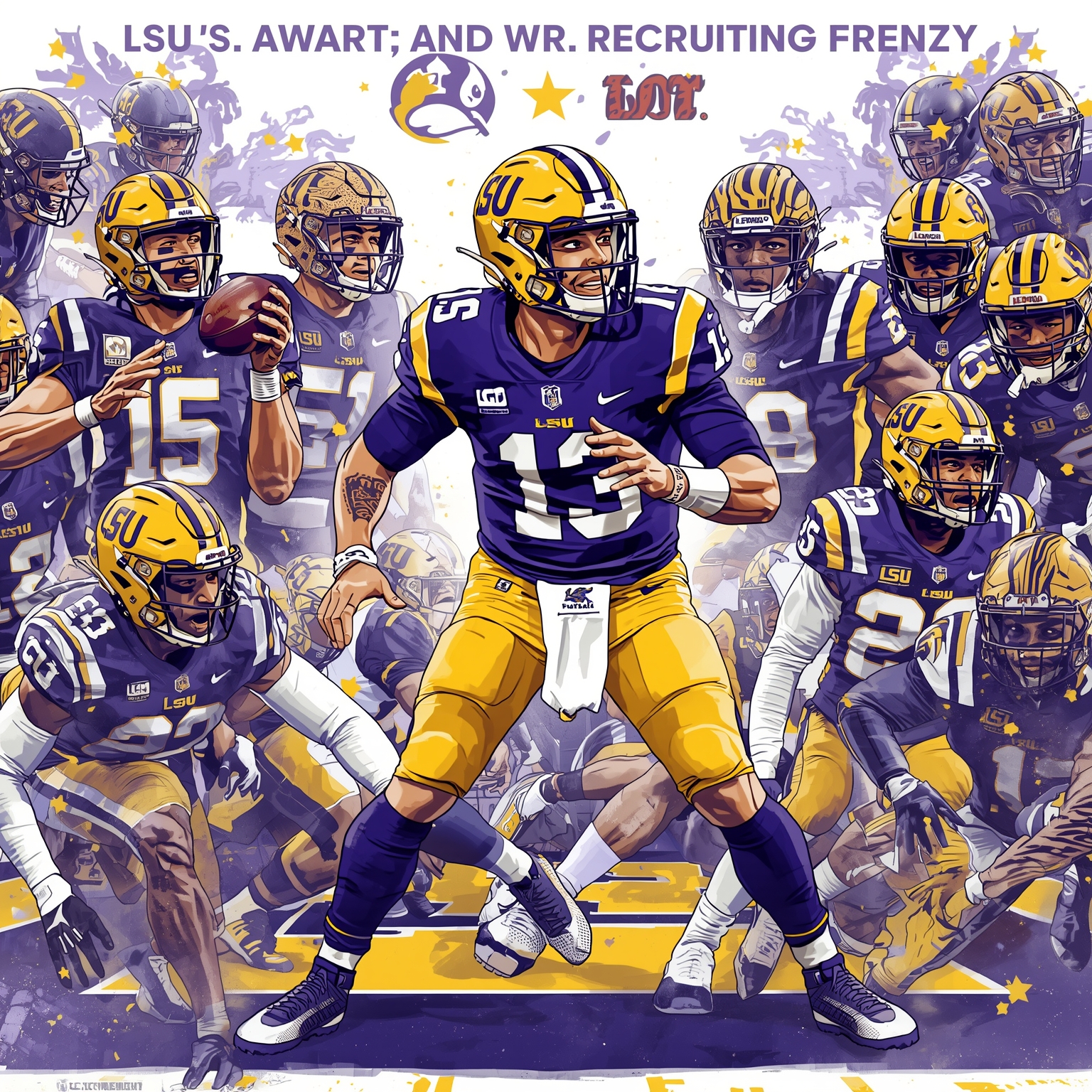 LSU Tigers' QB Comeback and WR Recruiting Frenzy - painting of LSU Tigers football venue