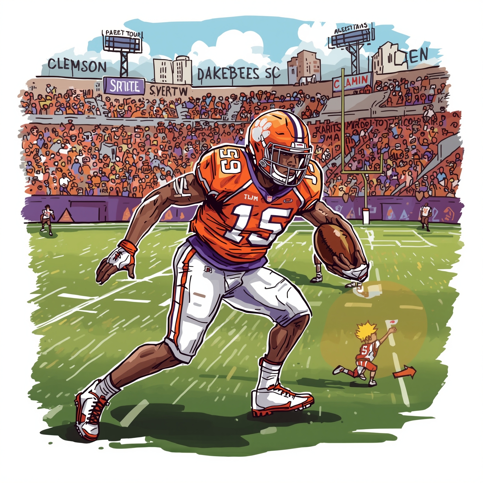 Clemson's Transfer Bonanza and Jersey Patch Revolution - painting of Clemson Tigers football venue