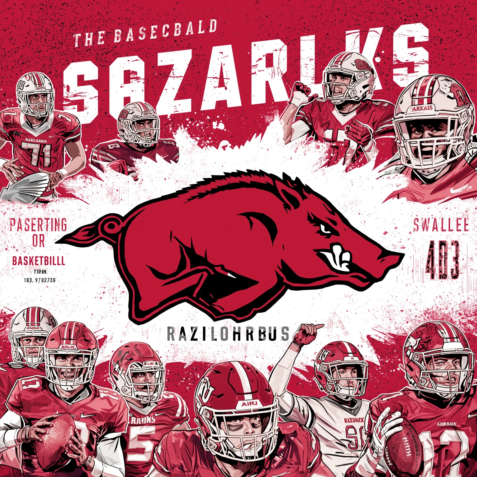 Hogs Unleashed: Recruiting Frenzy and Rivalry Showdowns - painting of Arkansas Razorbacks football, basketball, baseball venue