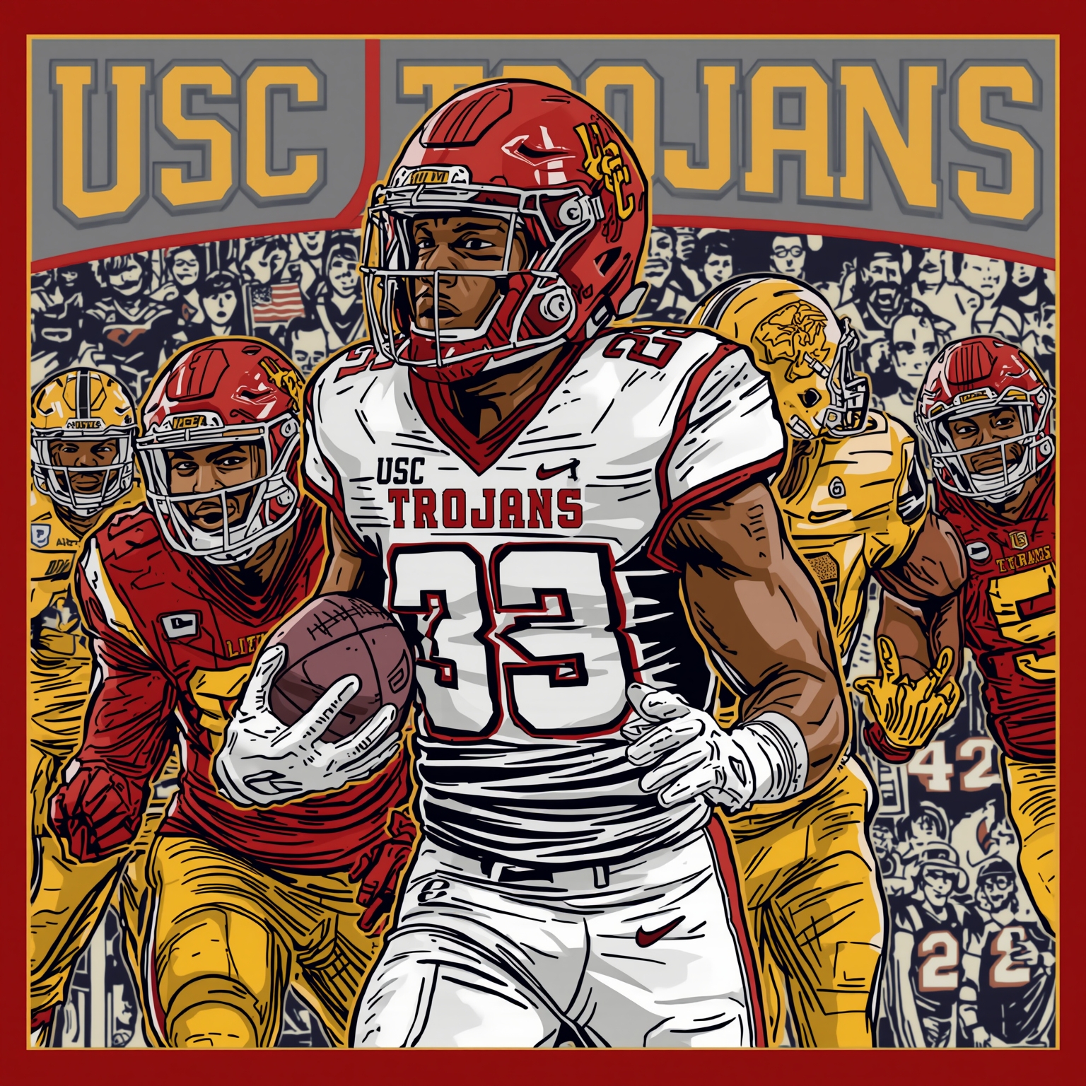 USC Trojans 2026: Season Predictions & Receiver Impact - painting of USC Trojans football venue