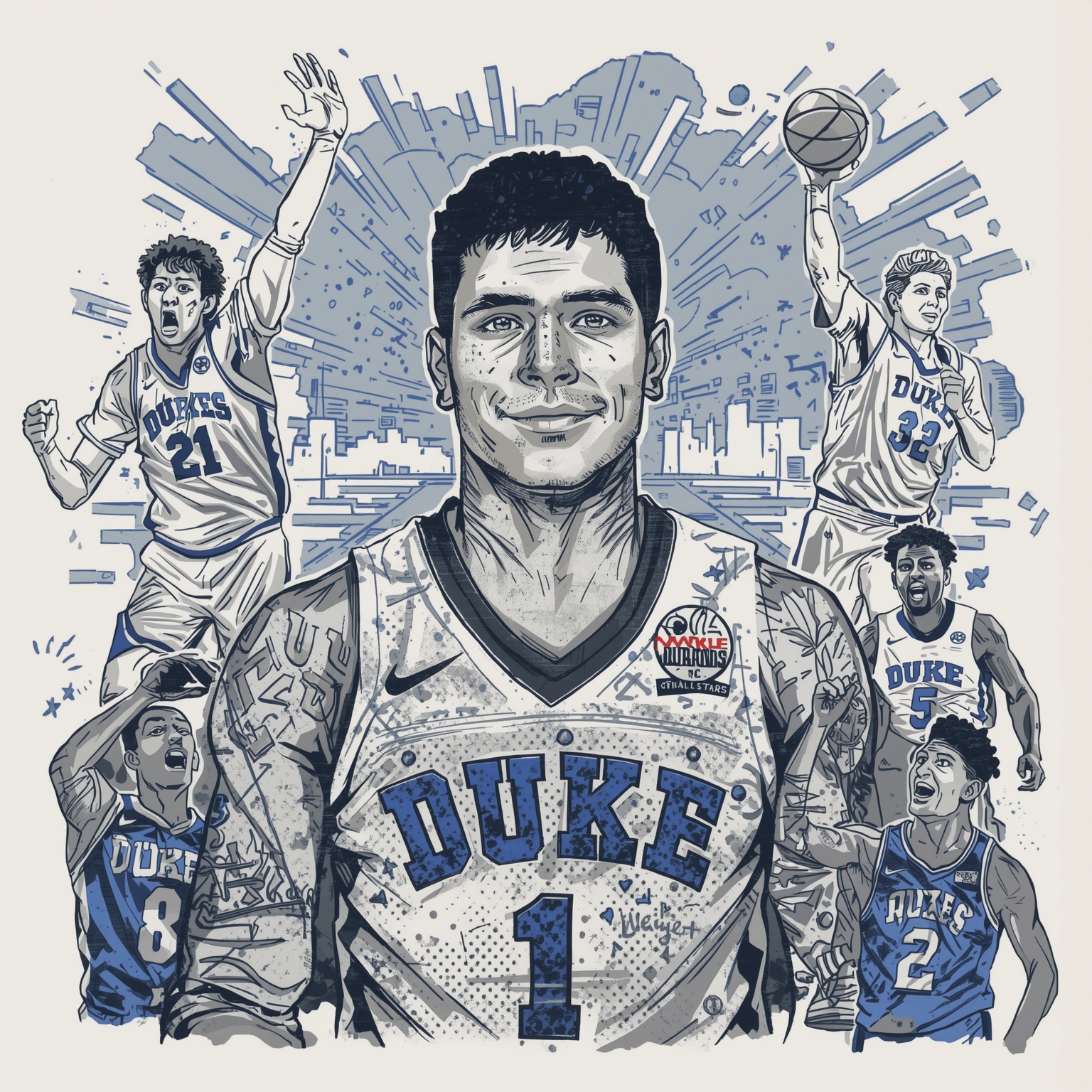 Duke’s Latest: Recruiting, Stars, Awards, Brackets - painting of Duke Blue Devils football, basketball venue