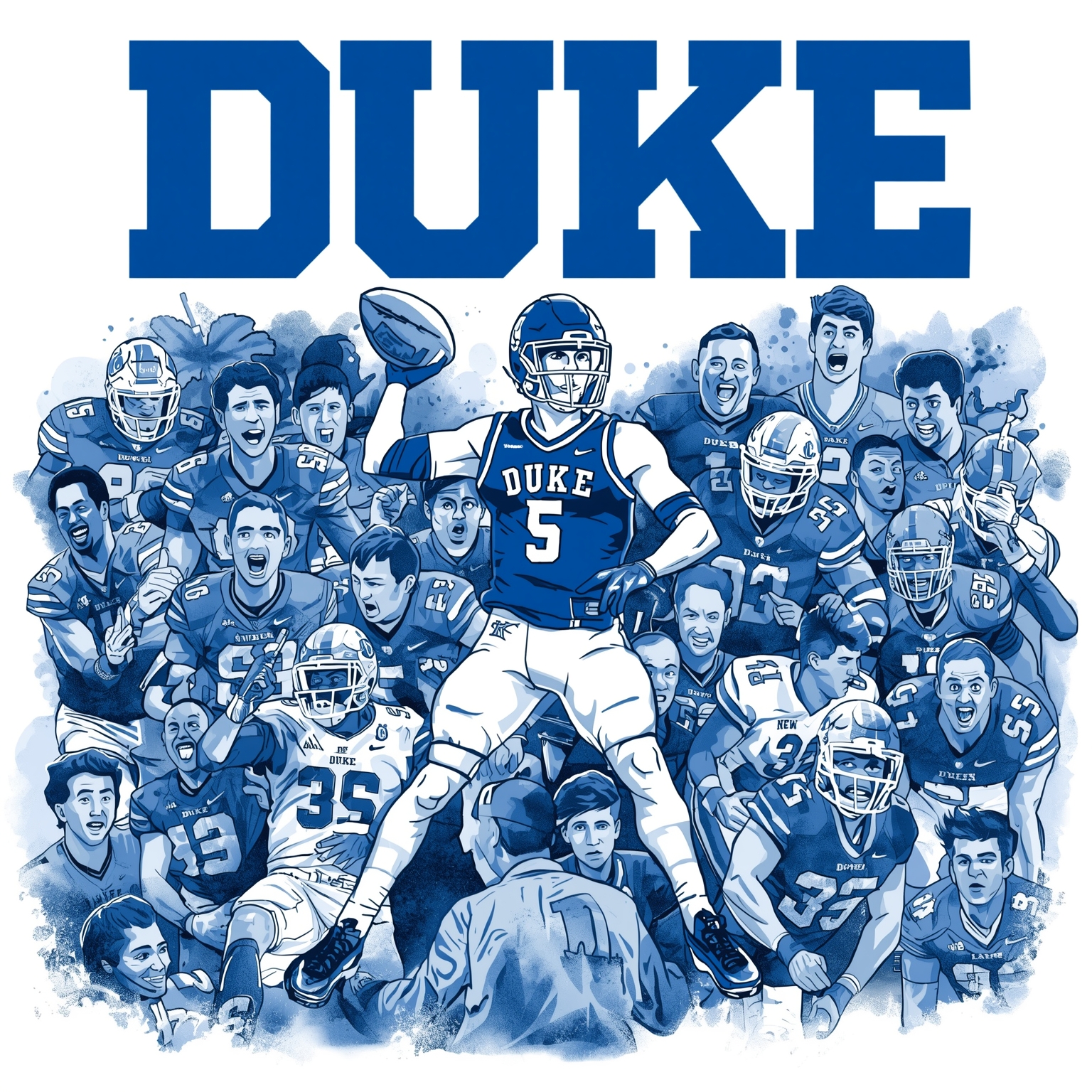 Duke Drama: From Basketball Brawls to NIL Battles - painting of Duke Blue Devils basketball, football venue