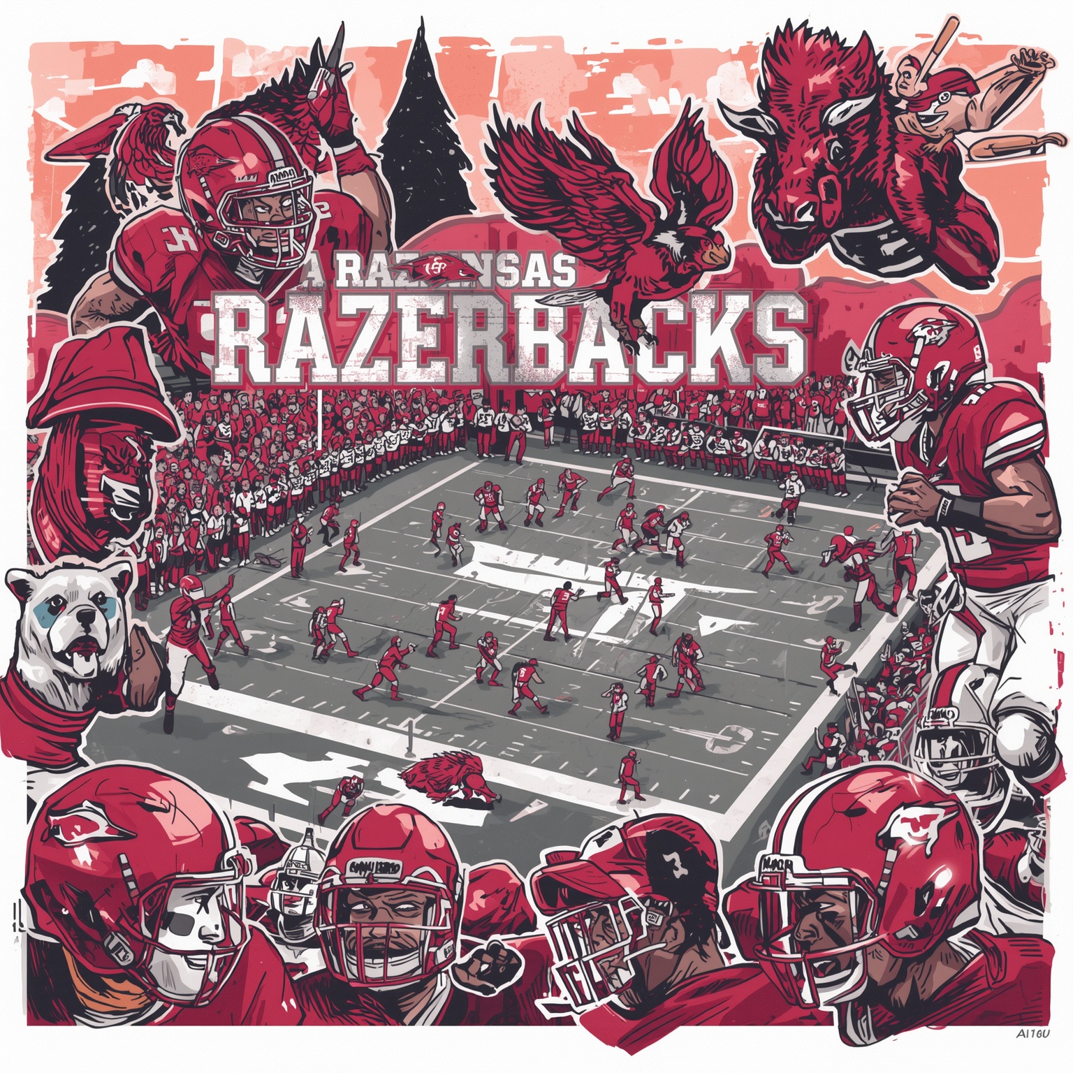 Chicken Replaces Discounts: Tyson Topsples Walmart in Arkansas - painting of Arkansas Razorbacks football,basketball venue
