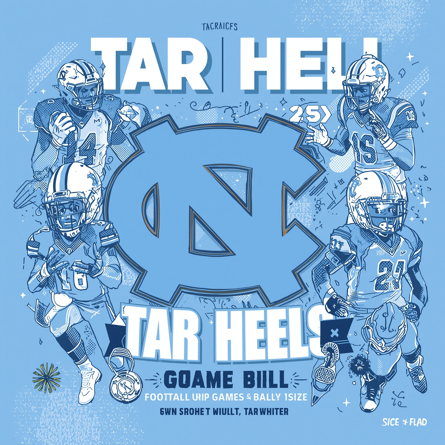 Tar Heels Court and Field: Elite QB Visit Meets Star Guard - painting of North Carolina Tar Heels football basketball venue