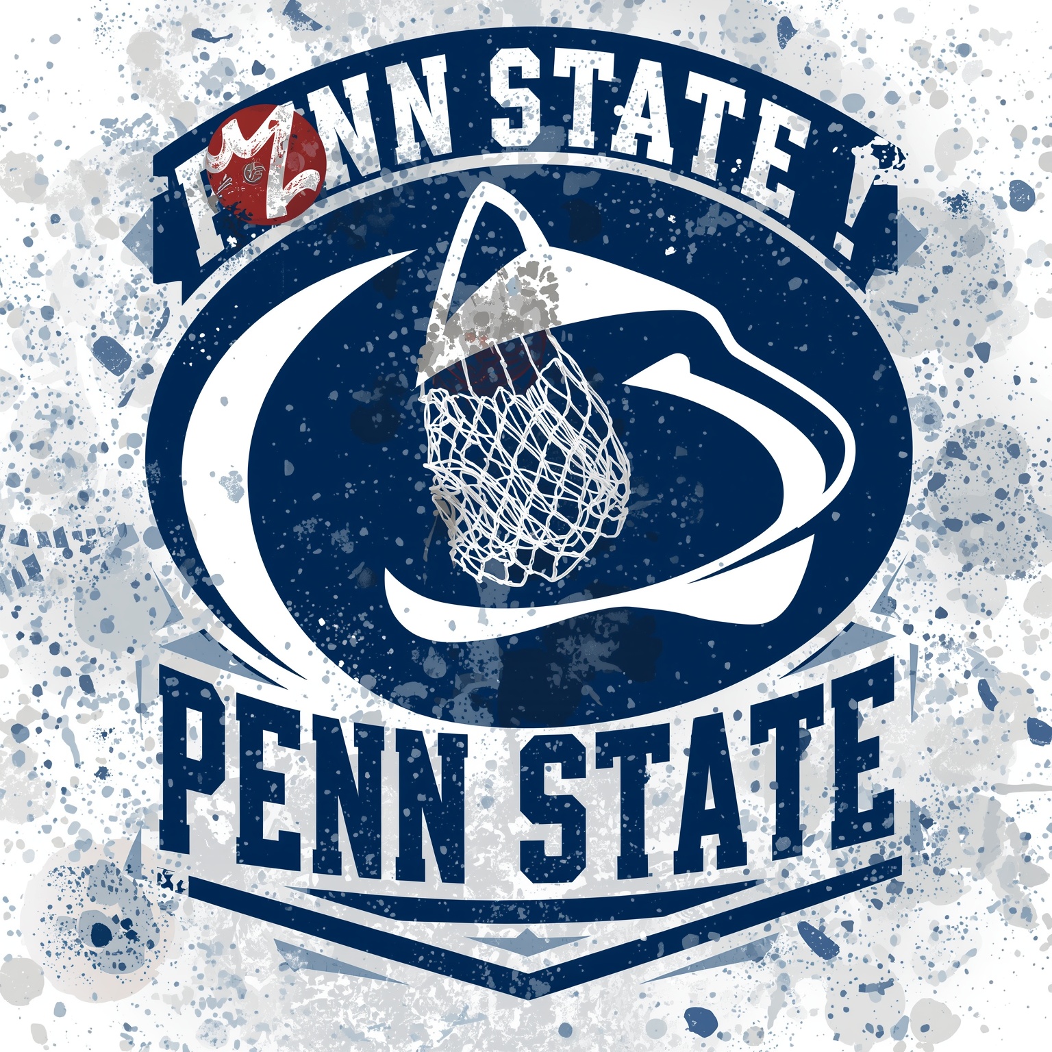 Penn State’s Hoops Drama and Hockey Showdown - painting of Penn State Nittany Lions basketball,hockey venue