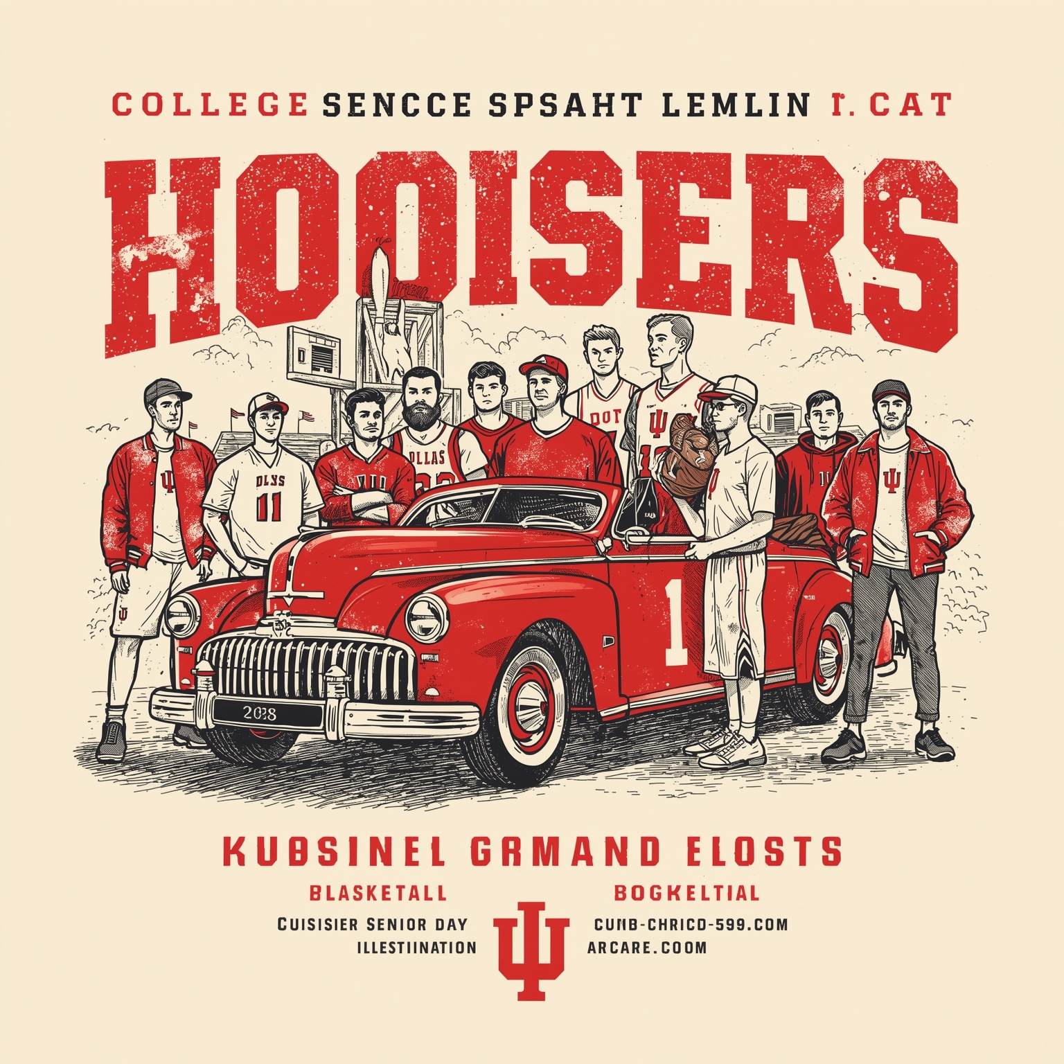 Hoosier Senior Day: Coach, Players & Car Gift - painting of Indiana Hoosiers basketball venue