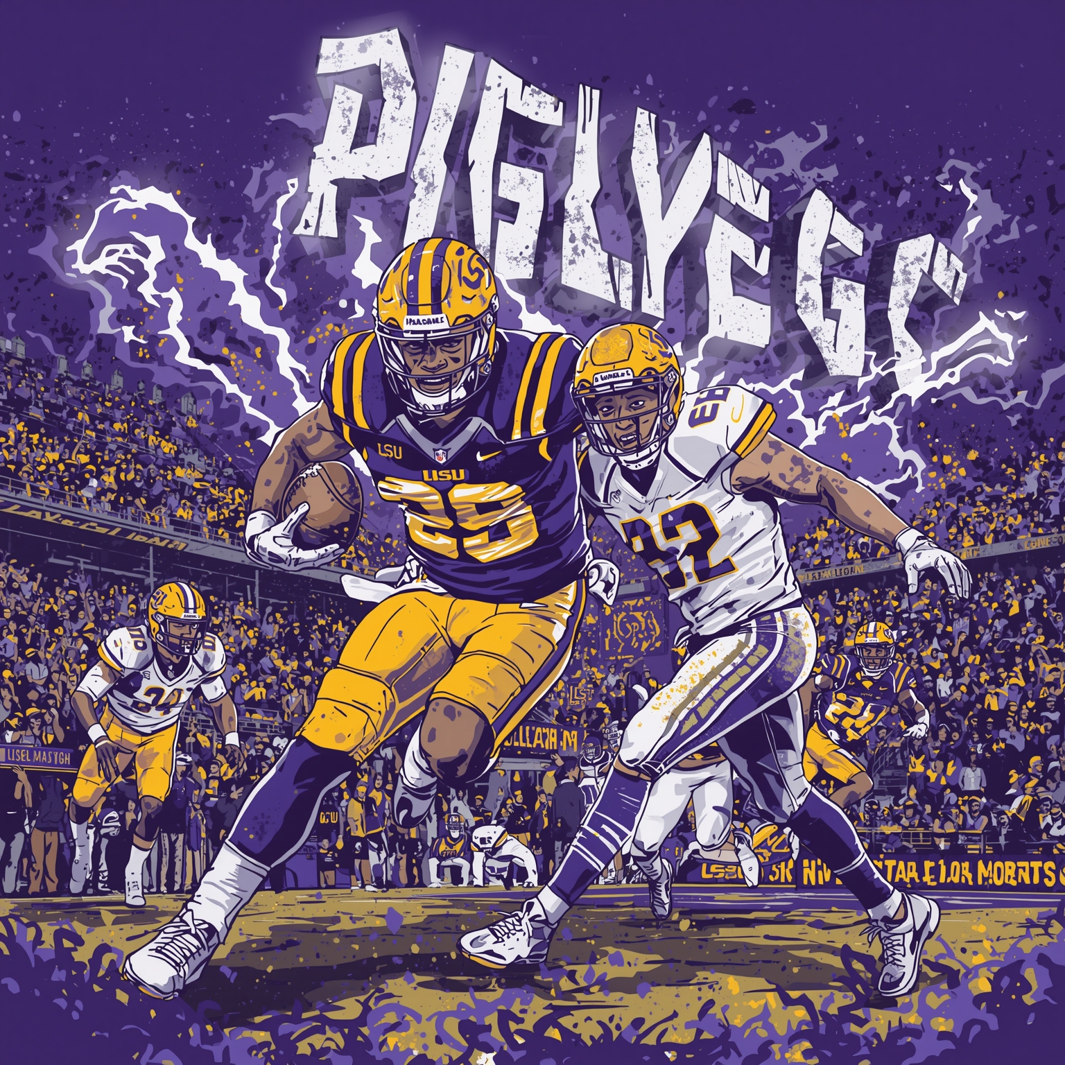 LSU Tigers: Tight End Boom, Baseball Slump & Recruiting Blitz - painting of LSU Tigers football, baseball venue