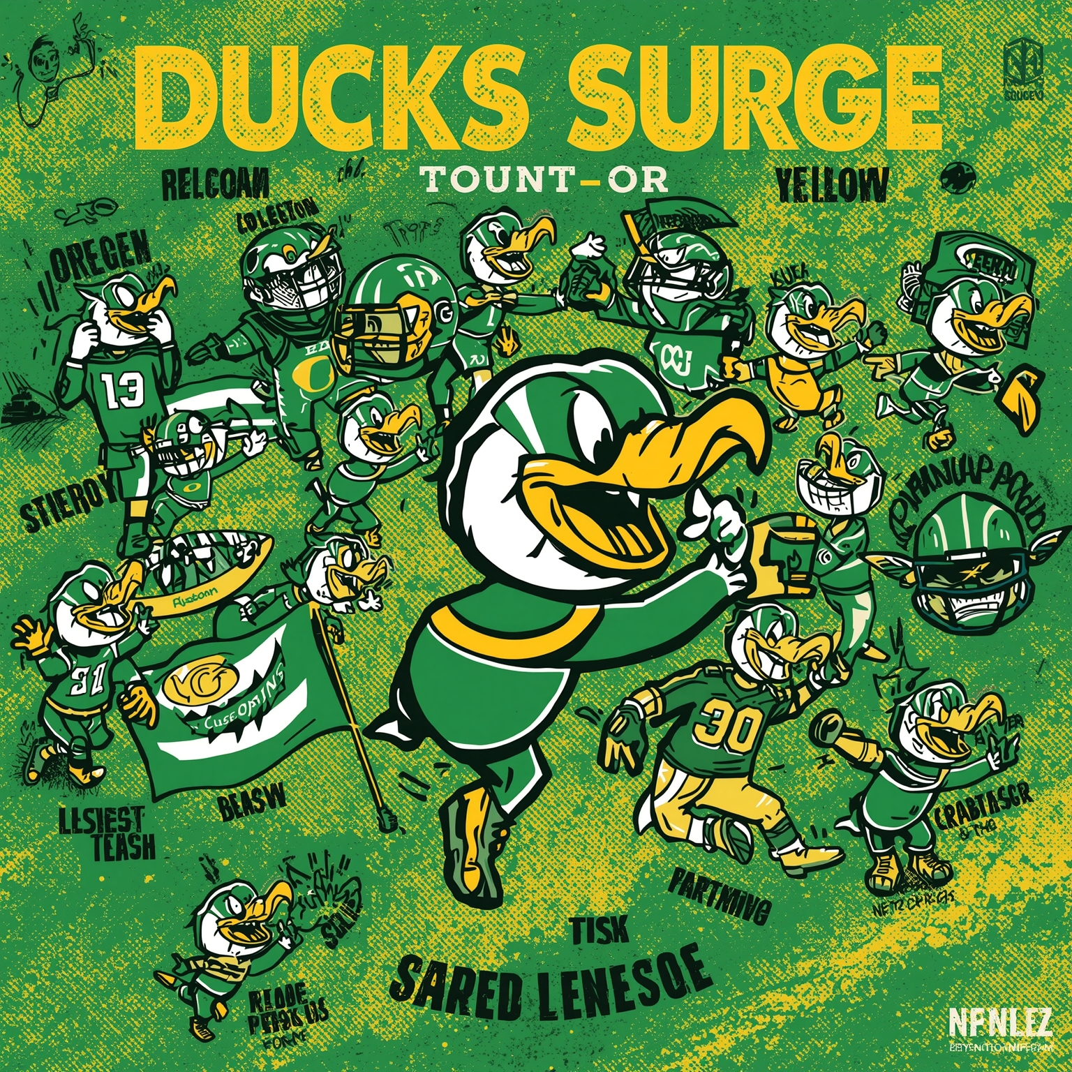 Ducks Surge: Recruits, NFL Picks, Playoff Hopes & Honors - painting of Oregon Ducks football venue