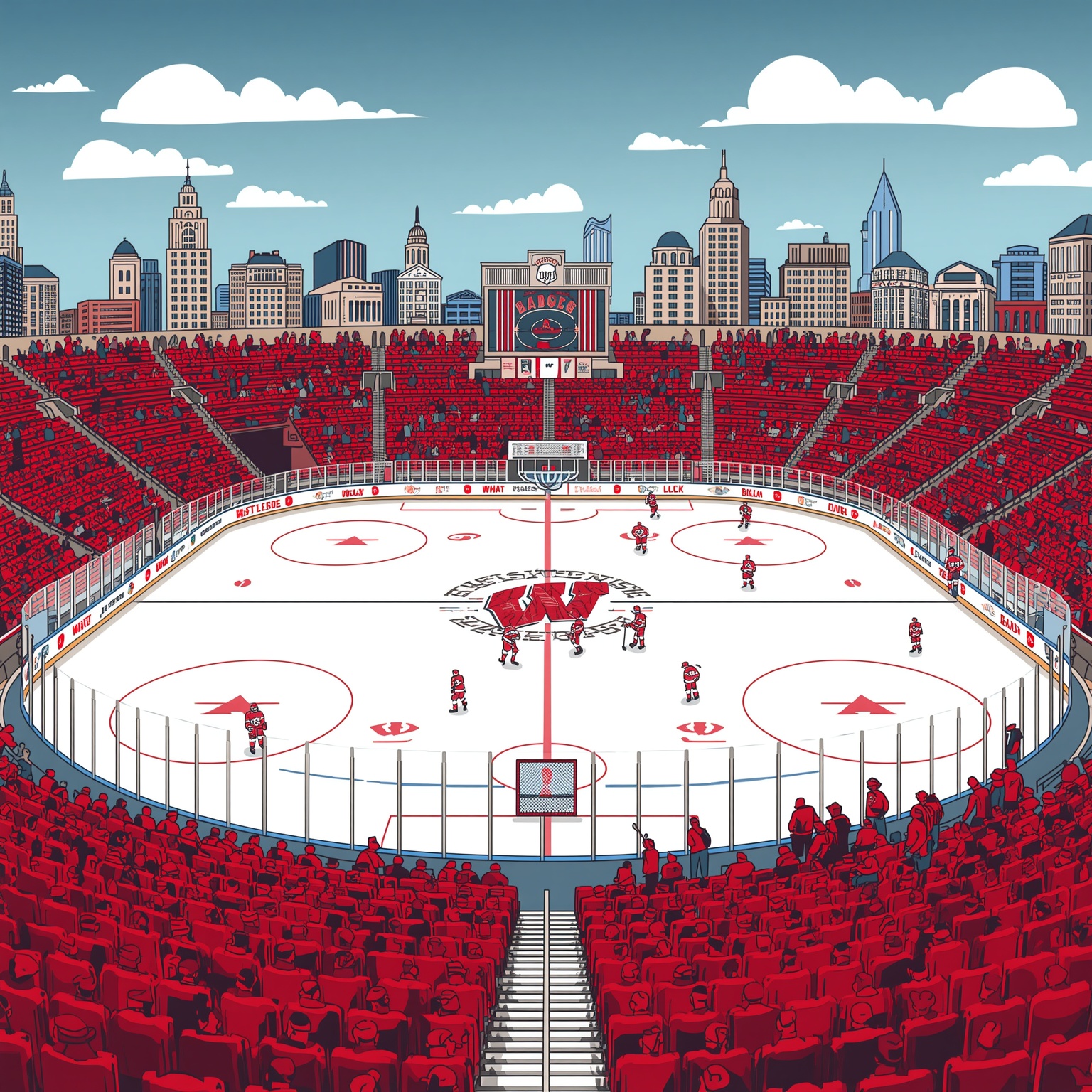 Badger Hockey Playoffs and Winter’s Ankle Crisis - painting of Wisconsin Badgers hockey, basketball venue