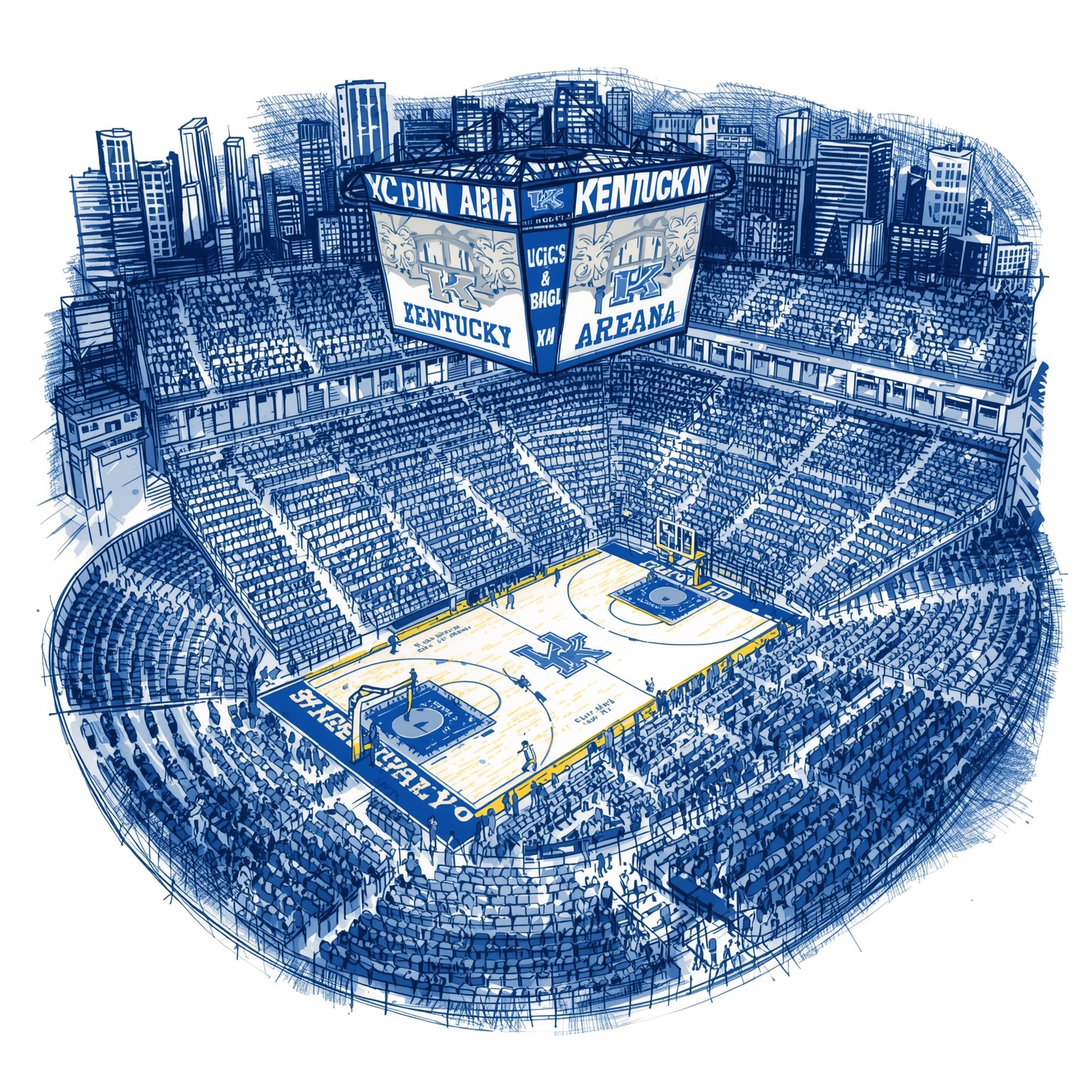 Kentucky’s Rupp Arena Finale: Seniors & Season Stakes - painting of Kentucky Wildcats basketball venue