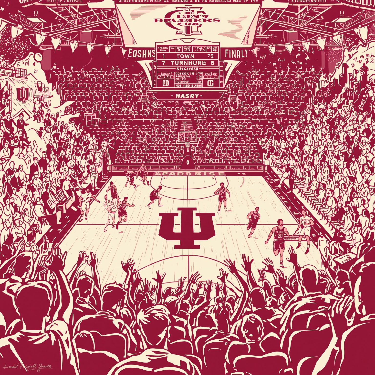 Hoosiers’ High-Stakes Finale, Tourney Road & Scoring Chase - painting of Indiana Hoosiers basketball venue