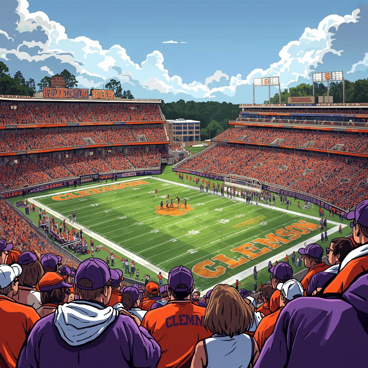 Clemson’s Edge: Transfer RB and ACC Bracket Sweet Spot - painting of Clemson Tigers football,basketball venue
