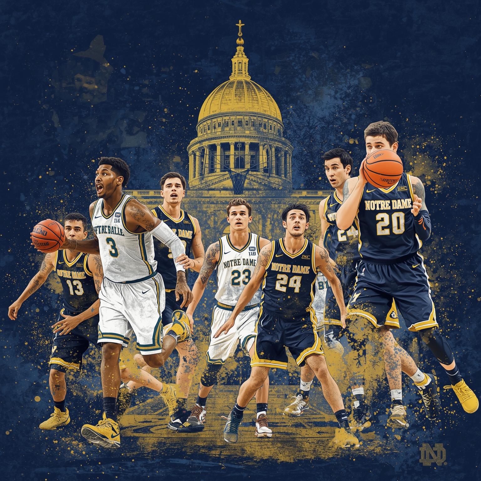 Notre Dame’s Disastrous Season Ends in ACC Shutout - painting of Notre Dame Fighting Irish basketball venue