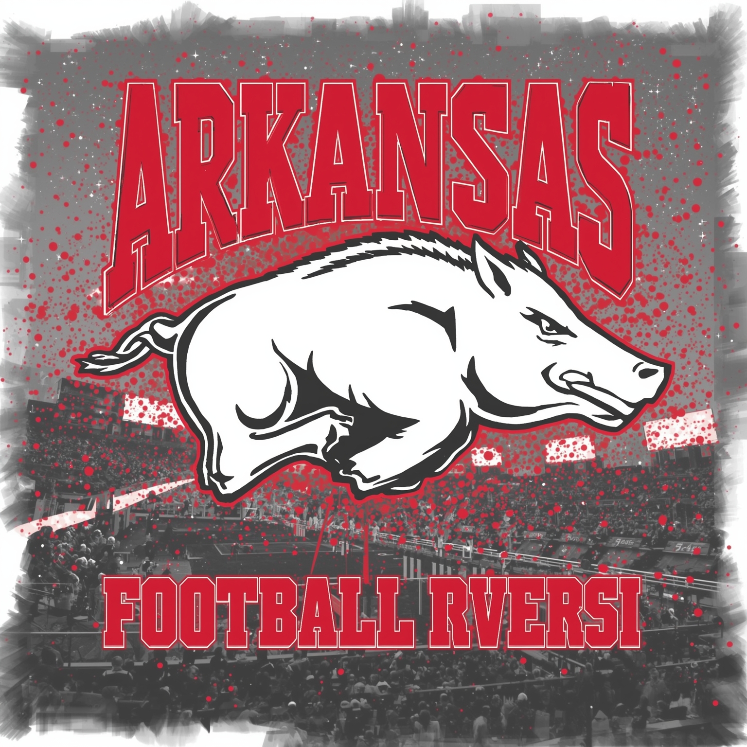 Arkansas Sports Roundup: Baseball, Football & Basketball - painting of Arkansas Razorbacks baseball, football, basketball venue