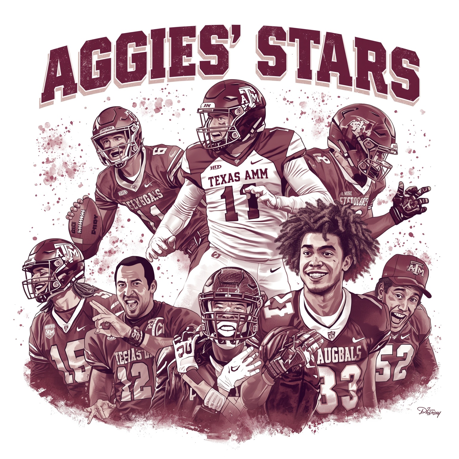 Aggies' Stars: From Court X-Factors to Field Loyalties - painting of Texas A&M Aggies football basketball venue