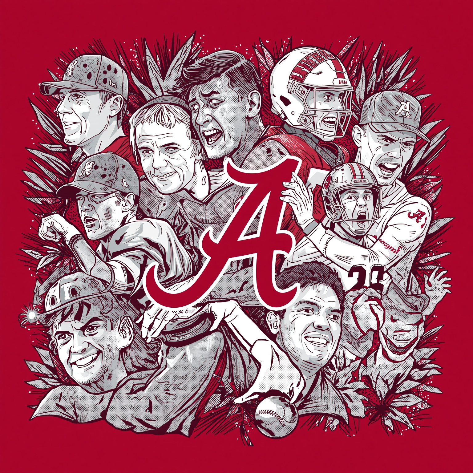 Tide Tidings: Career Highs, Sweeps & Poll-Time Drama - painting of Alabama Crimson Tide basketball, baseball, softball venue