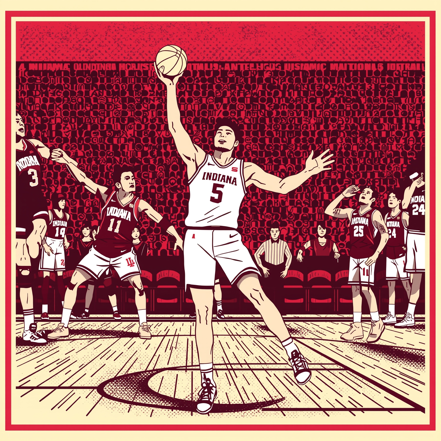 Hoosiers’ Hopes Derailed: NCAA Bubble to NIT Debate - painting of Indiana Hoosiers basketball venue