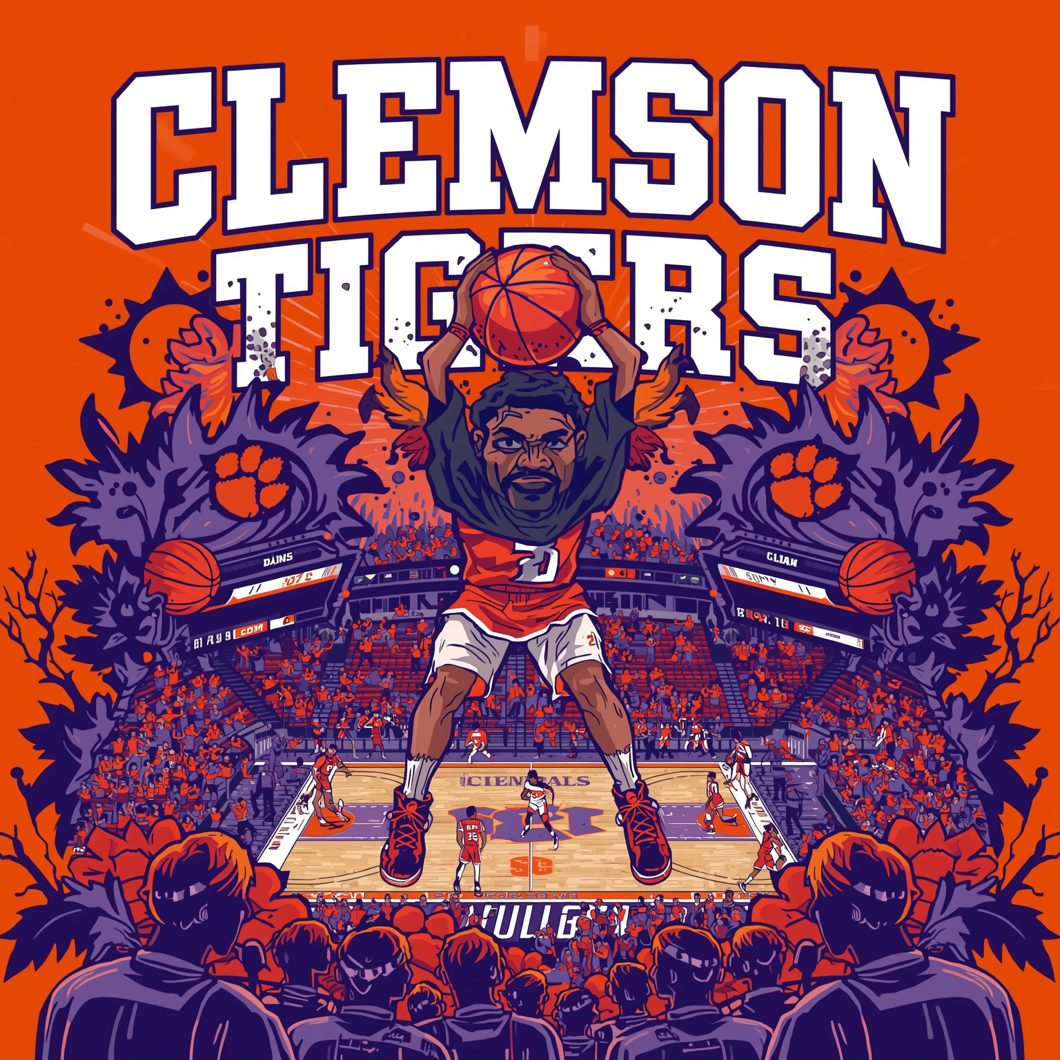 Clemson vs. Duke: ACC Tournament Showdown Unpacked - painting of Clemson Tigers basketball venue