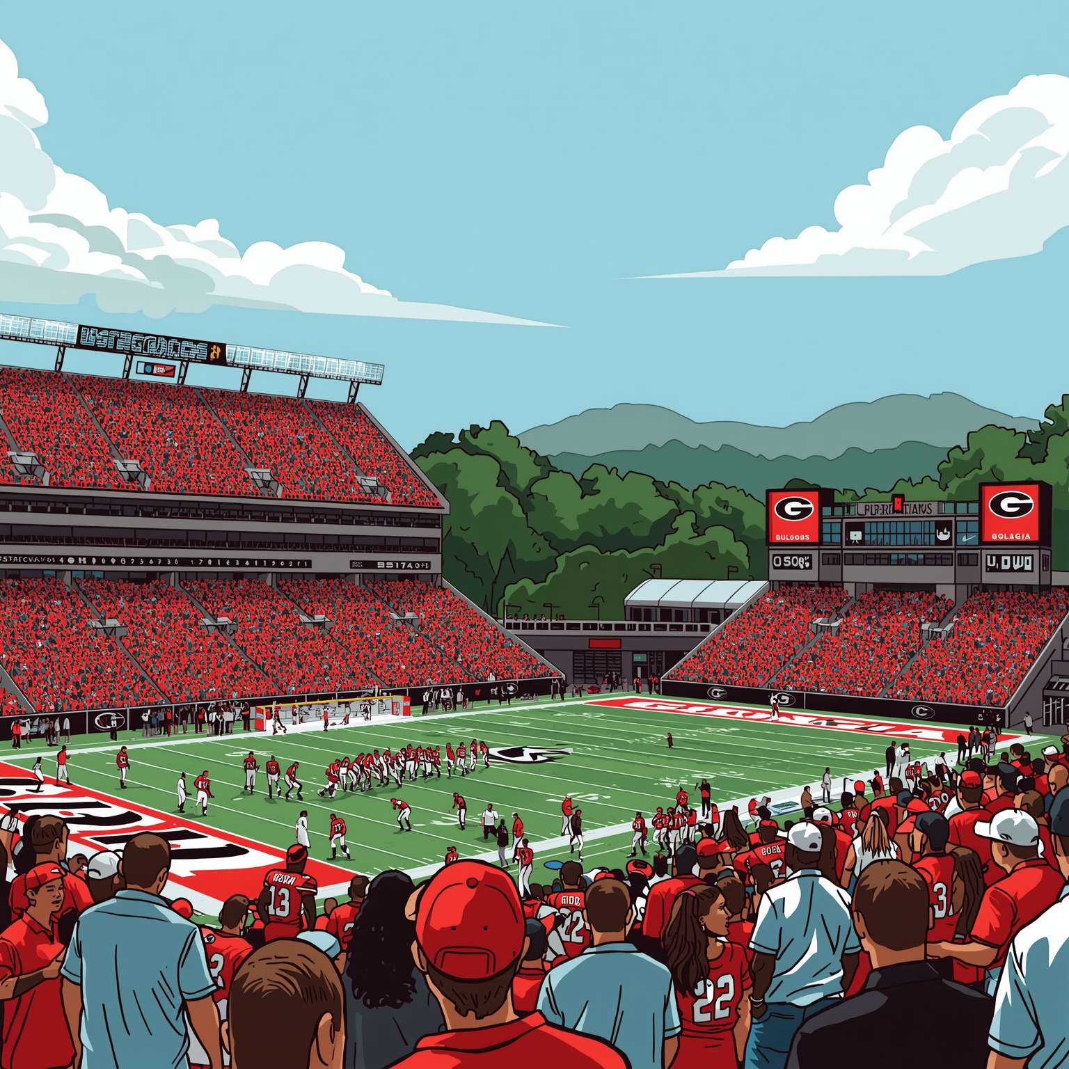 2026 Georgia Bulldogs: Corner Stakes and Win Projections - painting of Georgia Bulldogs football venue