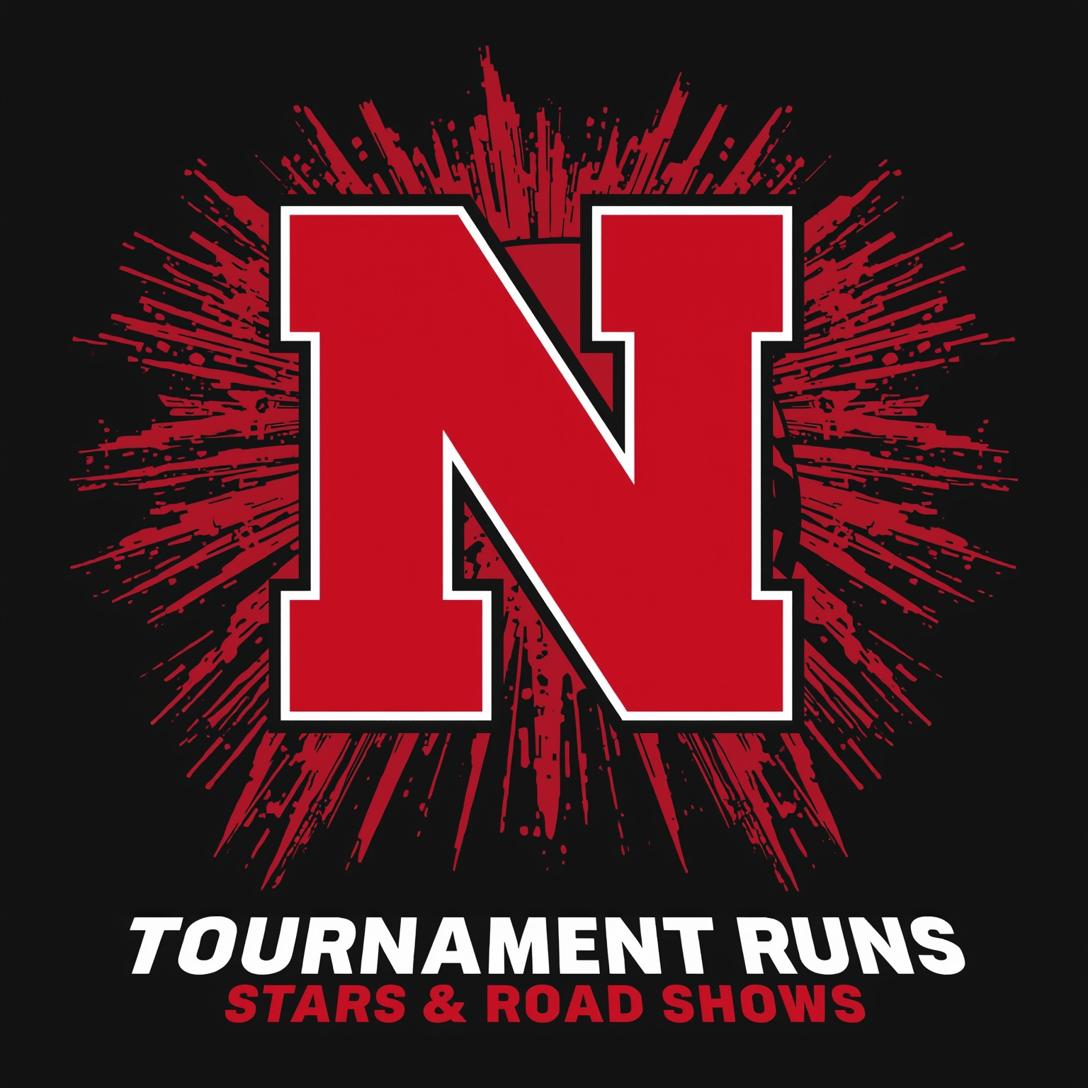 Husker Highlights: Tournament Runs, Stars & Road Shows - painting of Nebraska Cornhuskers basketball,football,softball,volleyball venue