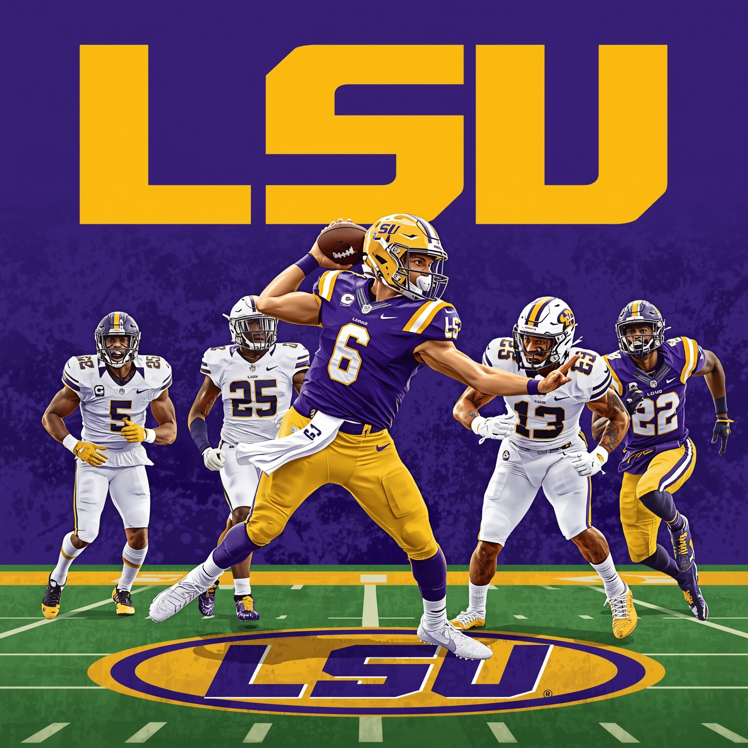 Recruiting Wars and SEC Tournament Drama - painting of LSU Tigers football,basketball venue