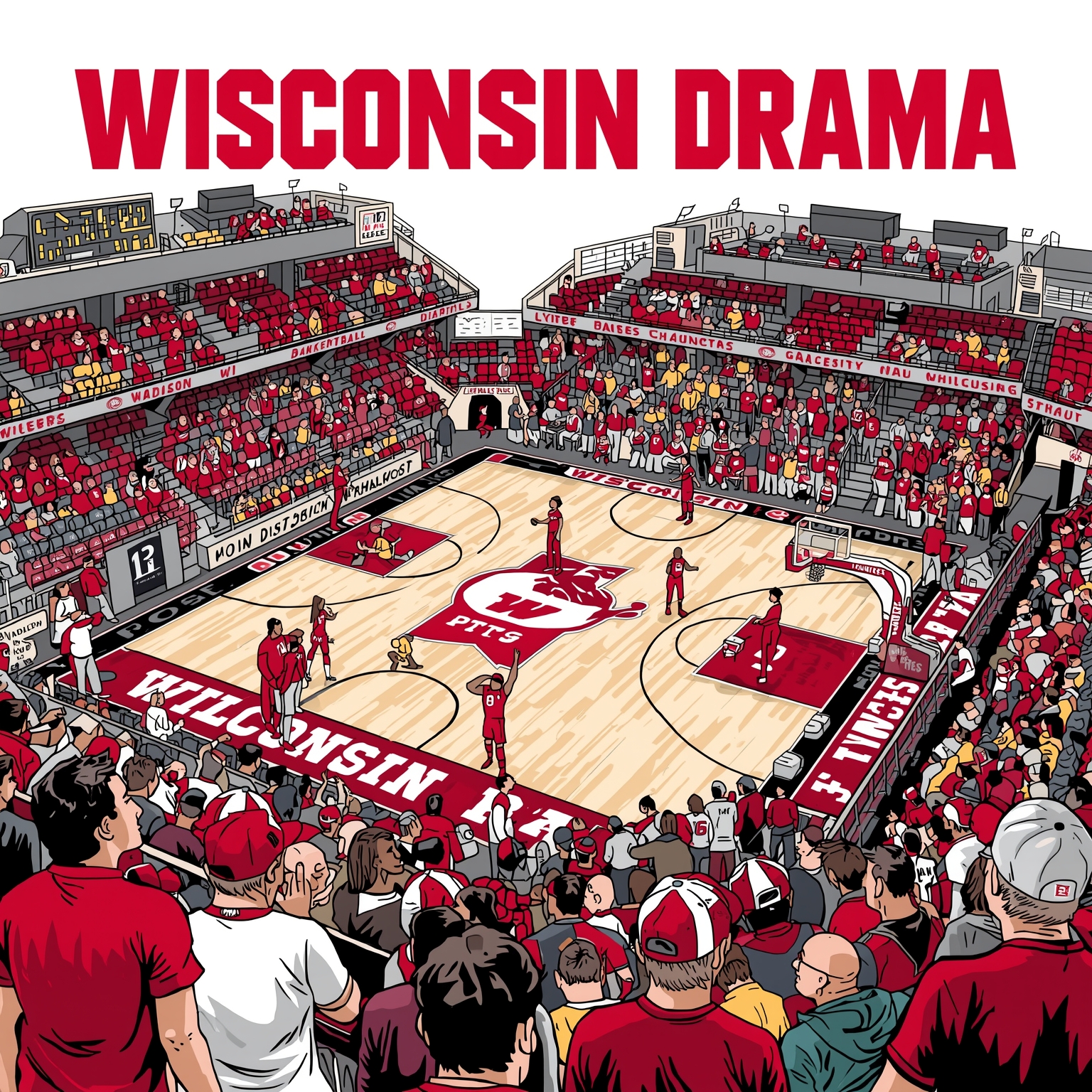 Badgers' Tourney Drama: Injuries, Streams & Strategies - painting of Wisconsin Badgers basketball, hockey venue
