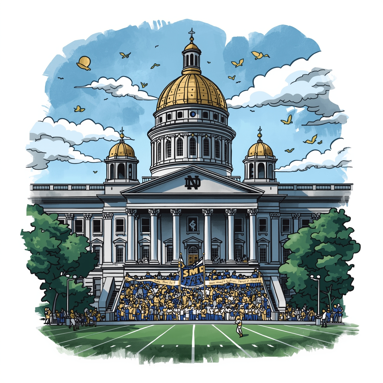 Freeman’s Fifth Year: Notre Dame’s Do-or-Die Season - painting of Notre Dame Fighting Irish football venue