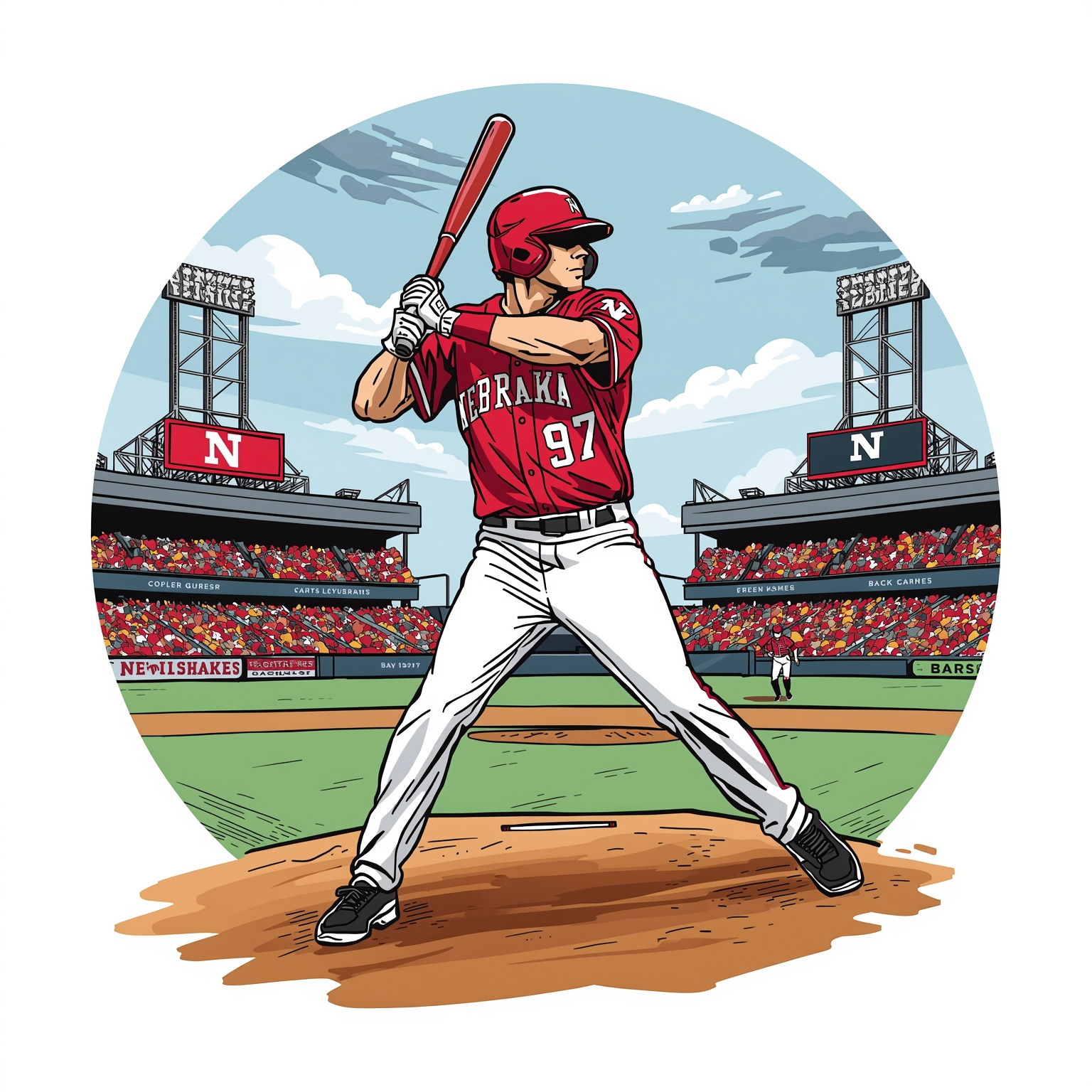 Huskers’ Epic Ninth-Inning Doubleheader Sweep - painting of Nebraska Cornhuskers baseball venue