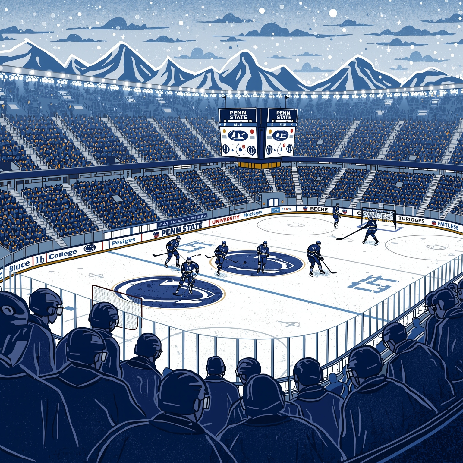 Penn State: Hockey Highs, Lows, and Wrestling Reigns - painting of Penn State Nittany Lions hockey venue