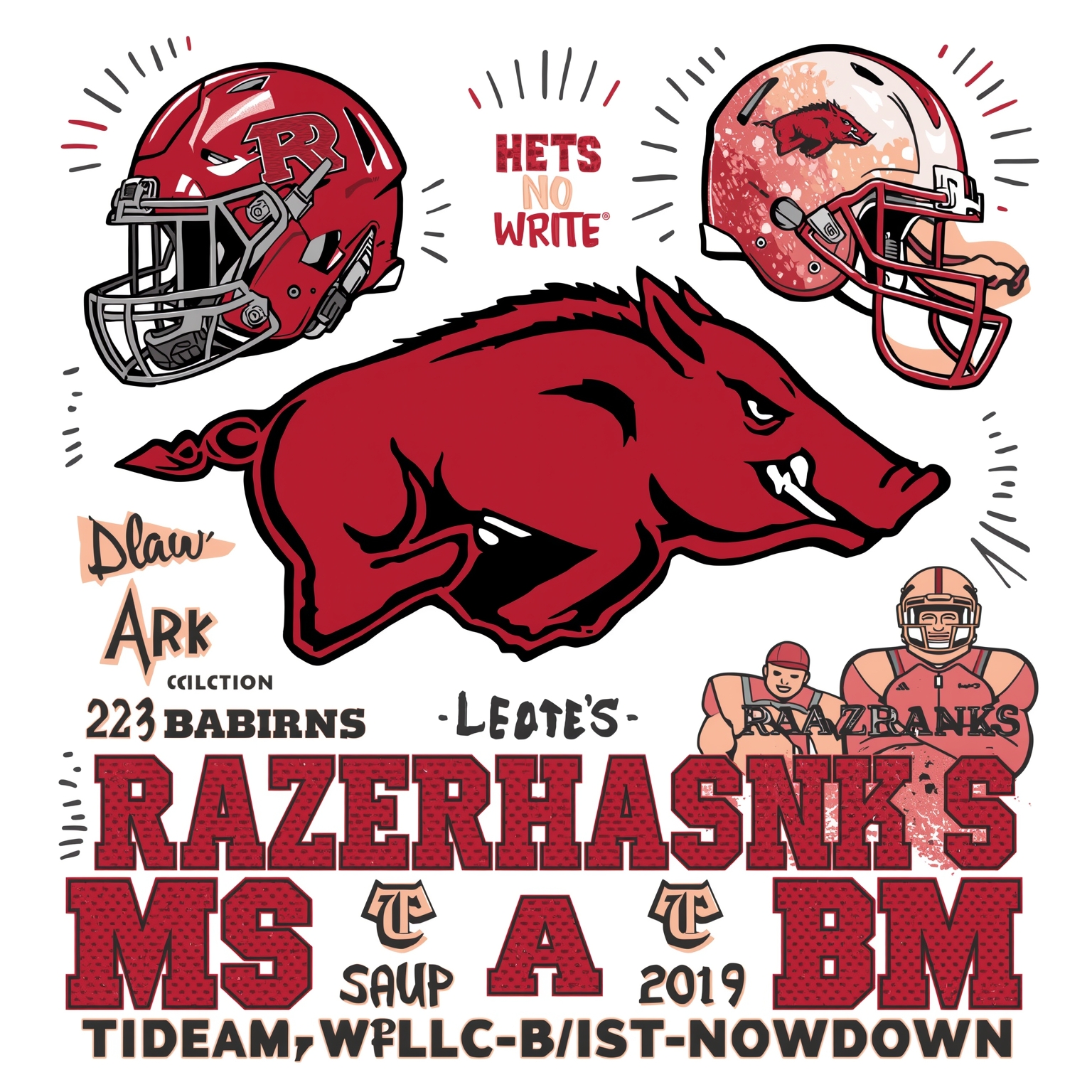 Razorbacks’ New Coach and Title Game Showdown - painting of Arkansas Razorbacks football,basketball venue