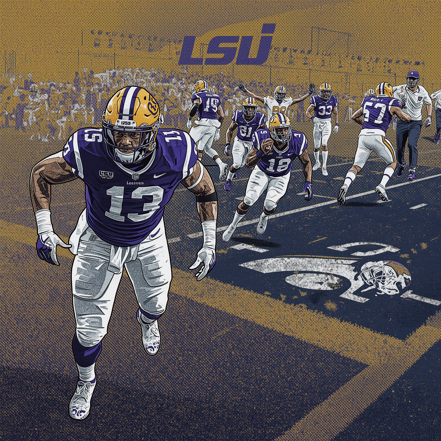 LSU’s Big Moves: Recruits, Coaches, and Midweek Baseball - painting of LSU Tigers football baseball venue