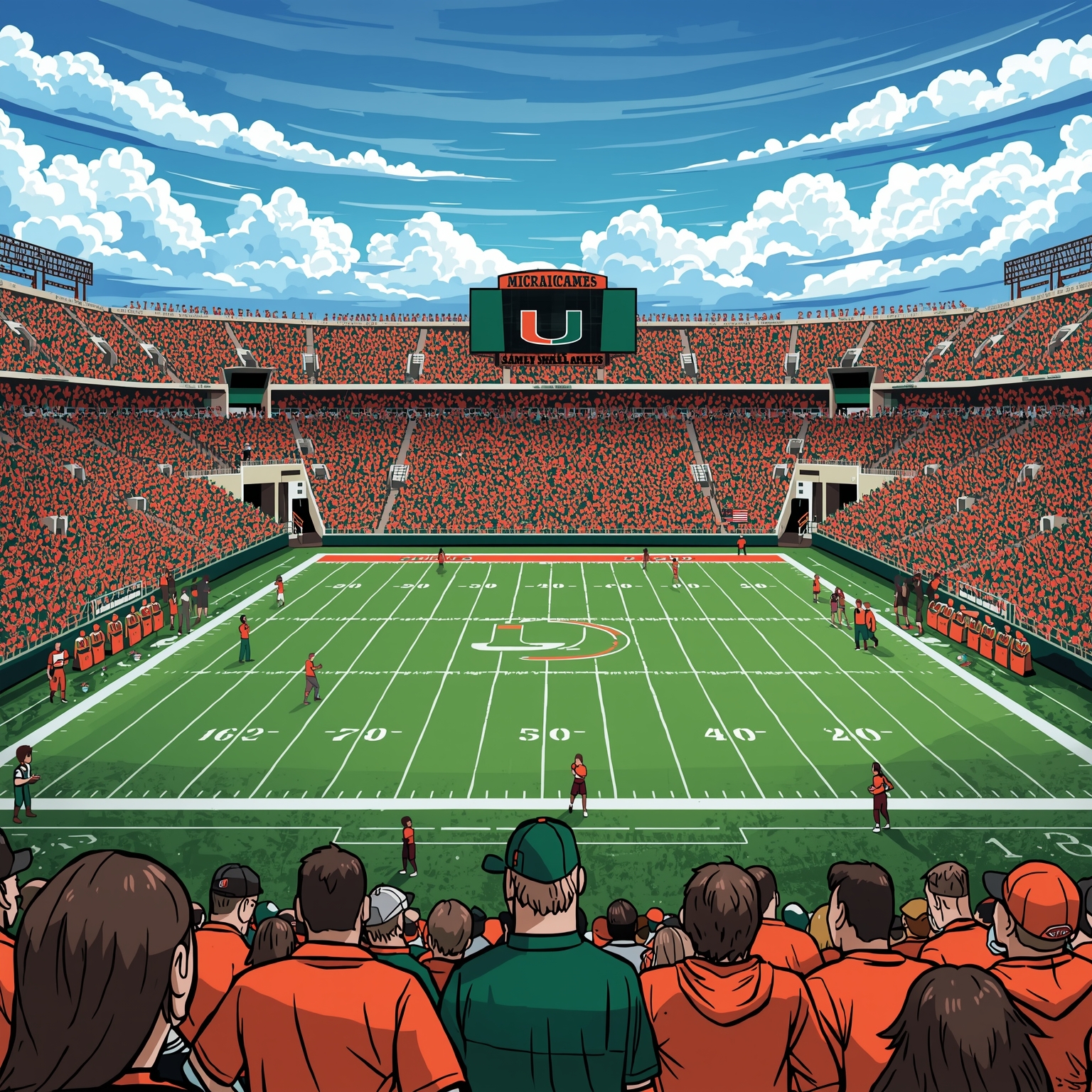 Canes' Spring Shakeup and 2027 Five-Star Frenzy - painting of Miami Hurricanes football venue