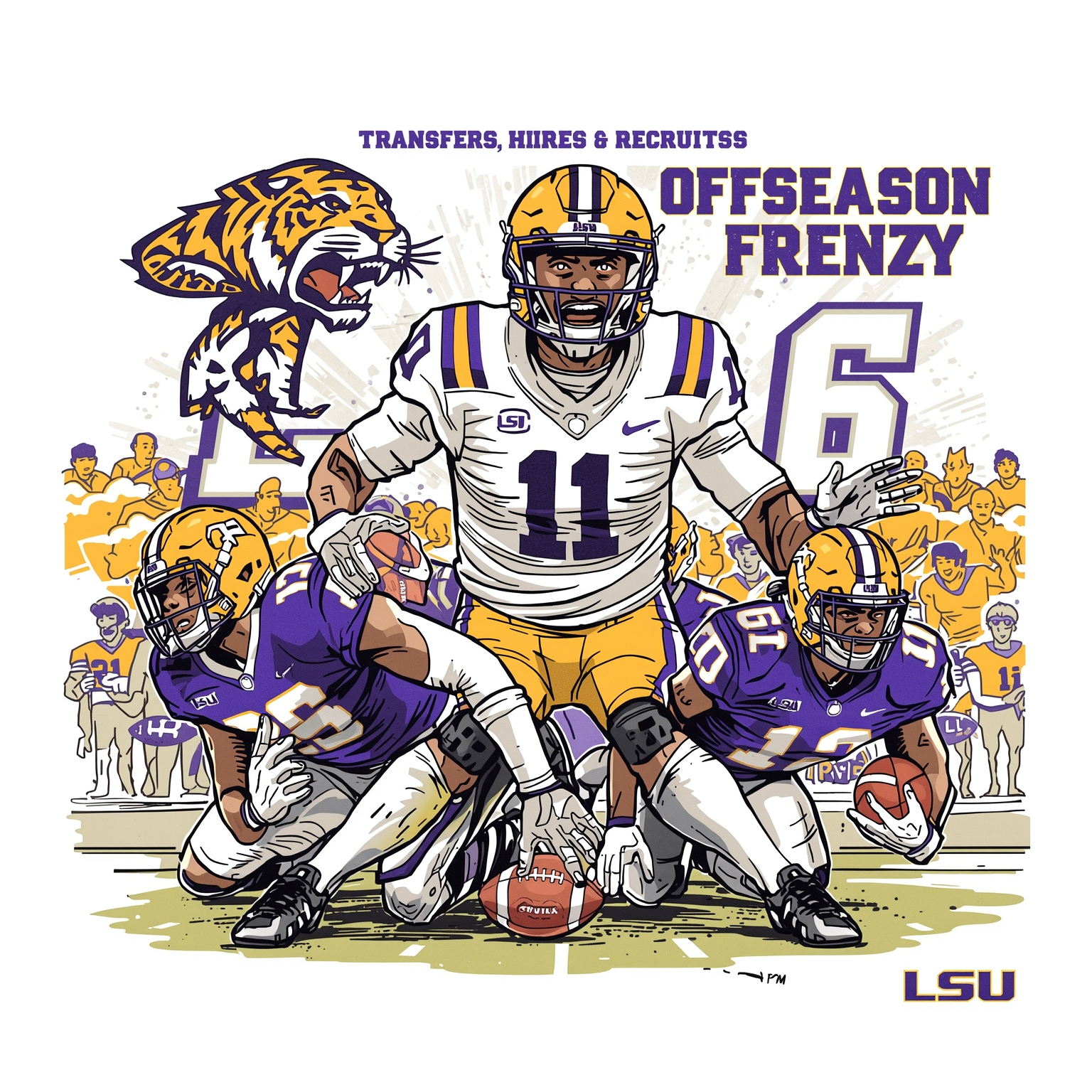 LSU's Offseason Frenzy: Transfers, Hires & Recruits - painting of LSU Tigers football venue