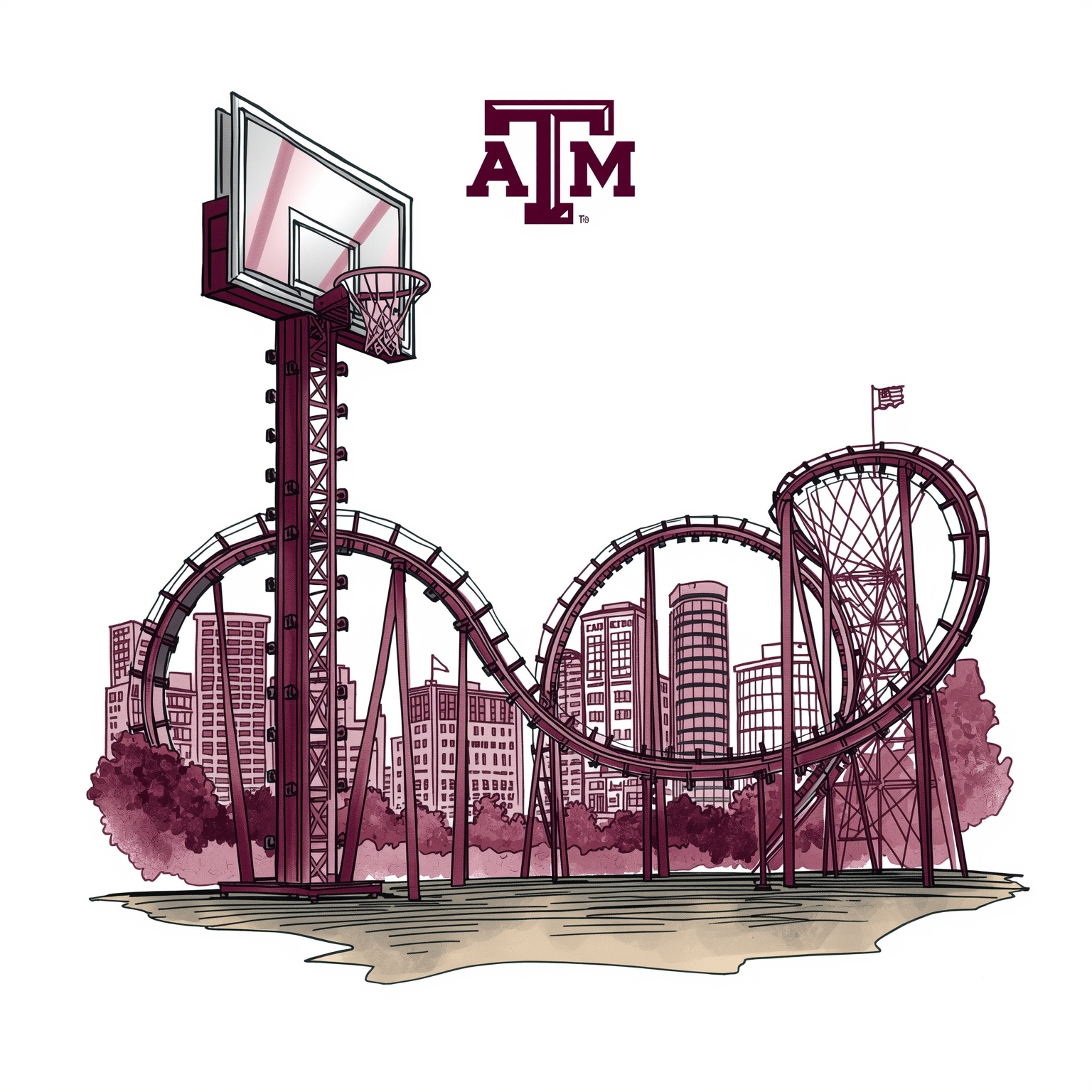 Aggies' Roster Rollercoaster: Commitments and Catastrophes - painting of Texas A&M Aggies basketball, baseball venue