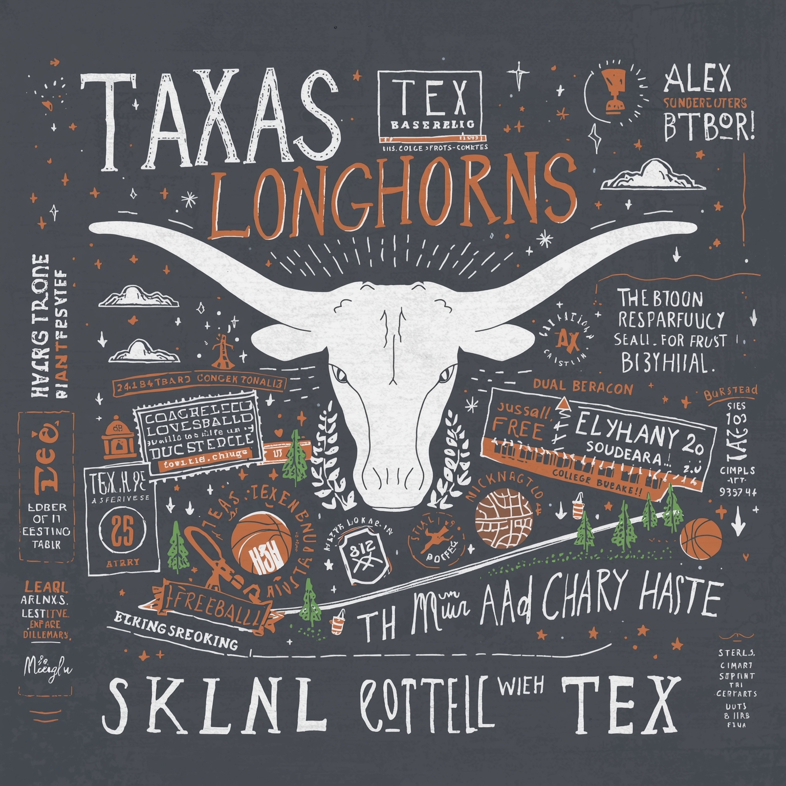 Texas Longhorns: Chaos, Coaching, and Dual-Sport Dilemmas - painting of Texas Longhorns baseball,basketball,softball venue