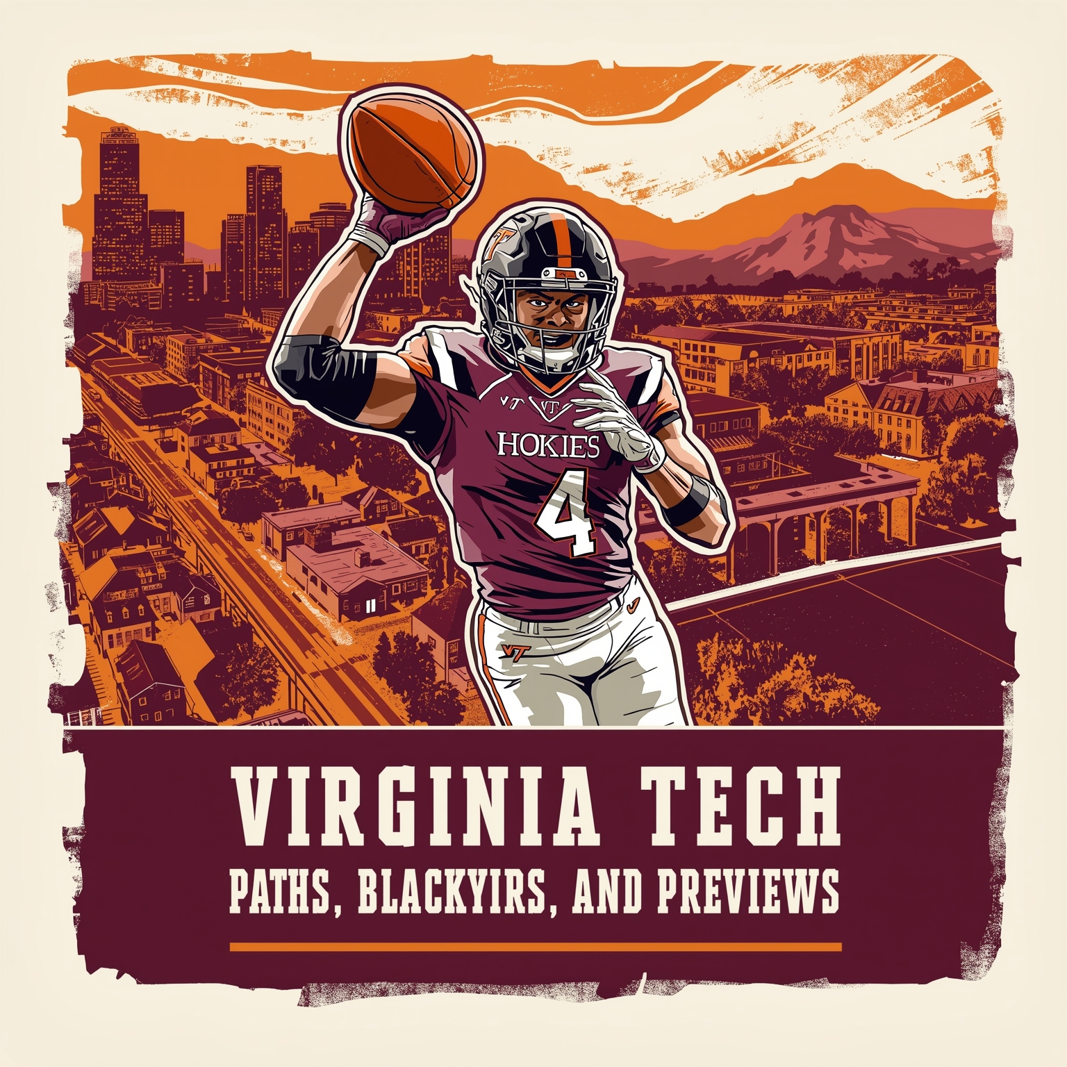 Hokies’ NCAA Matchups: Paths, Players, and Previews - painting of Virginia Tech Hokies softball,basketball venue