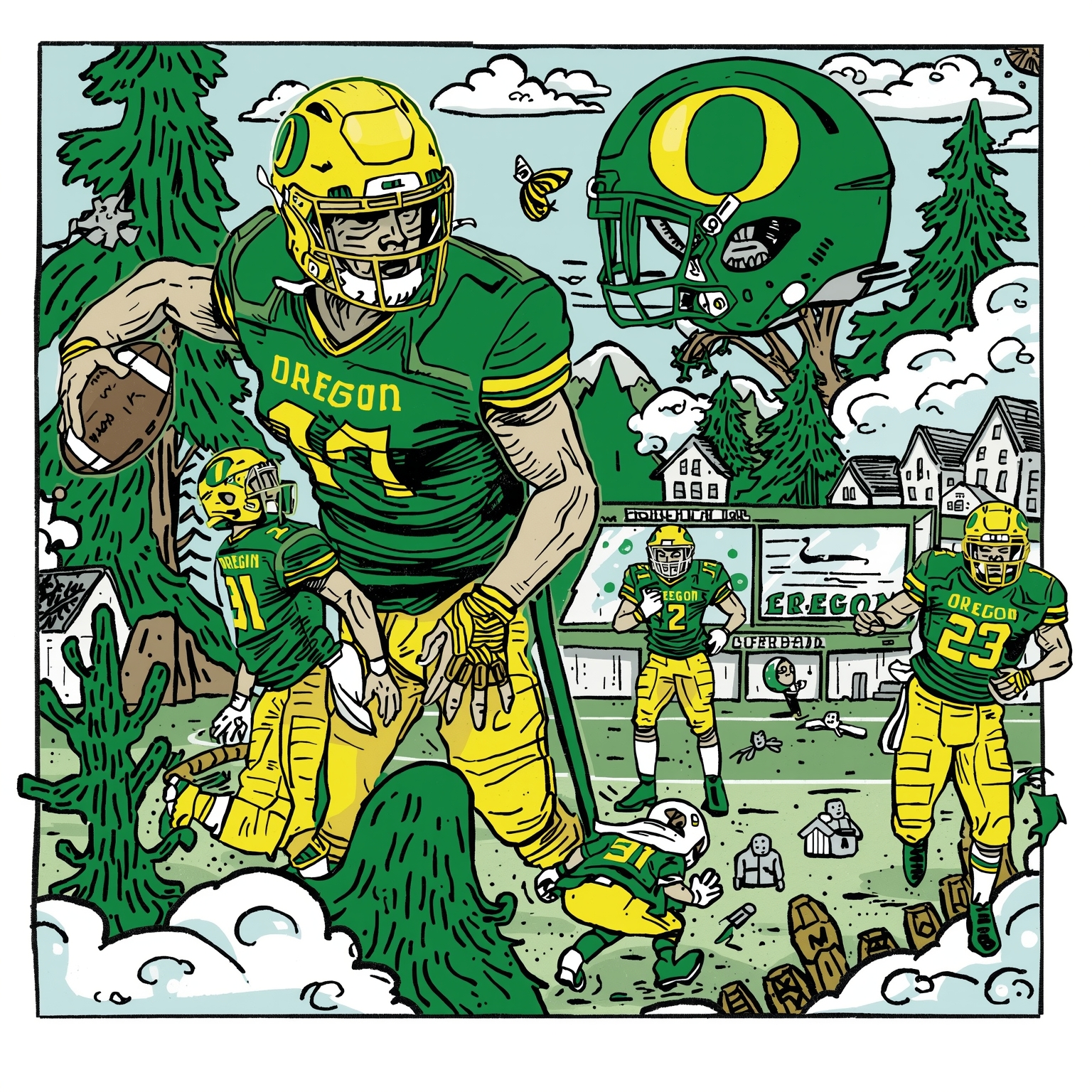 Oregon Ducks Spotlight: Facilities, Mental Health & Draft - painting of Oregon Ducks football venue