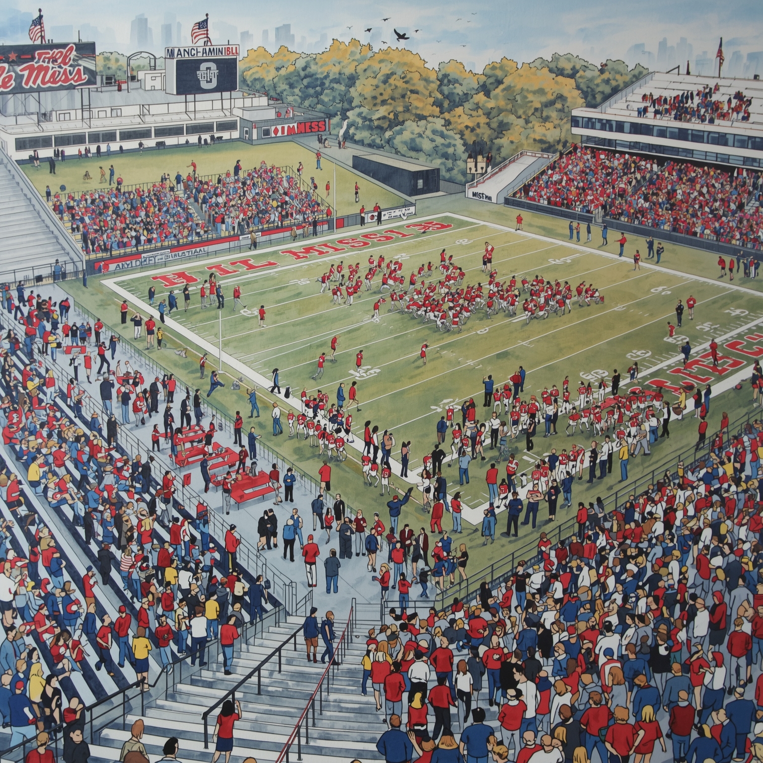 Rebels Ramp Up Whitley Pursuit Lead - painting of Ole Miss Rebels football venue