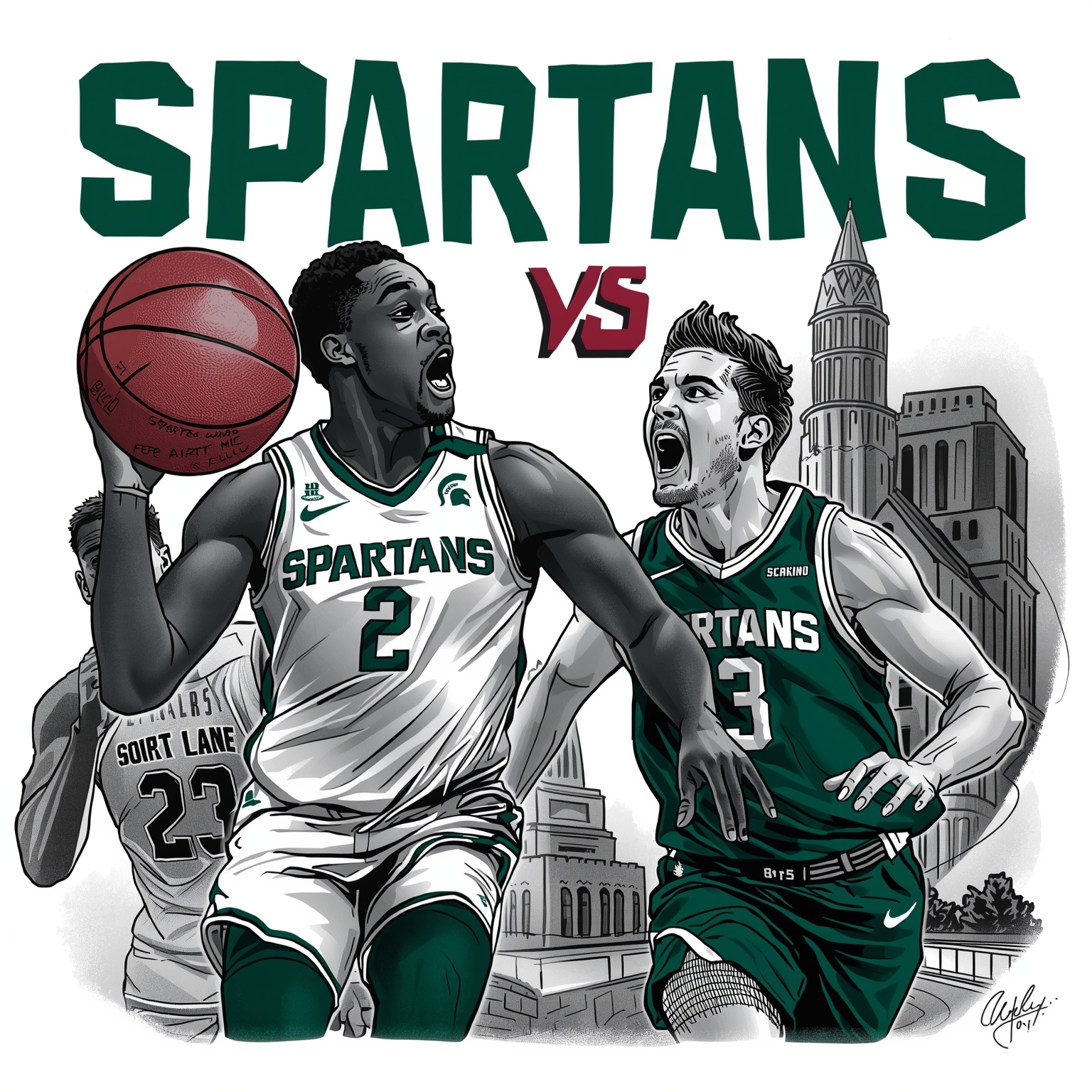Spartans vs. Cardinals: Sweet 16 Showdown Ahead - painting of Michigan State Spartans basketball venue
