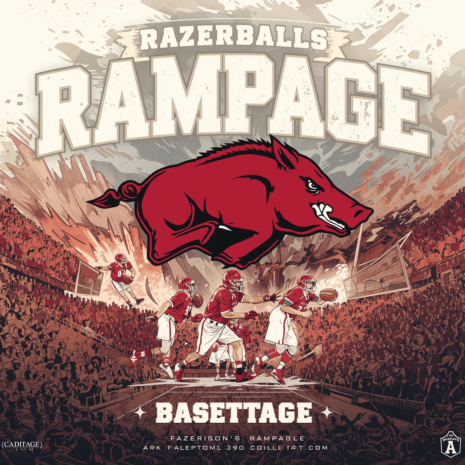 Razorbacks Rampage: Freshmen Confidence and Homer Barrage - painting of Arkansas Razorbacks basketball, baseball venue